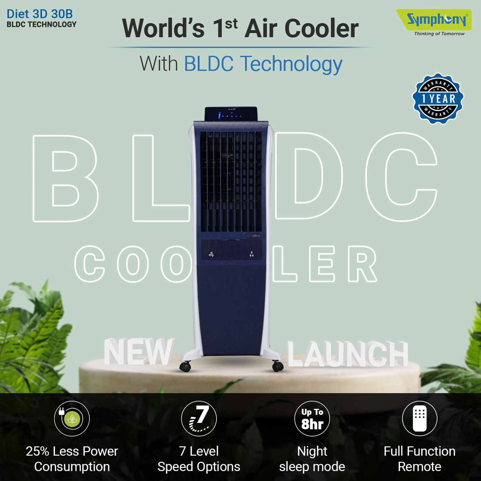 Symphony DiET 3D 30B 30 Litres Tower Air Cooler (BLDC Technology, ACOTO428, White)_2
