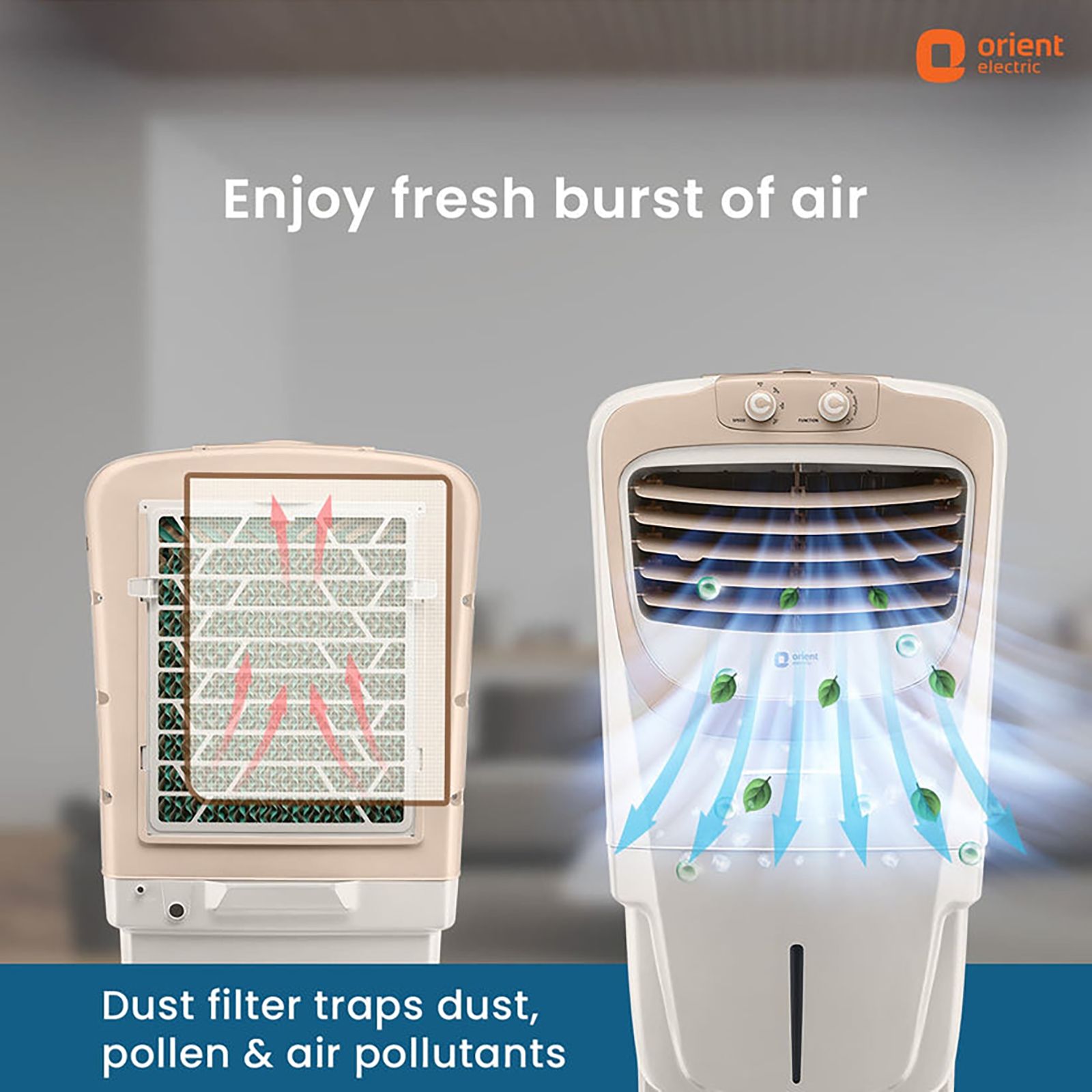 Orient Premia 36 Litres Personal Air Cooler with Dust Filter (Ice Chamber, Beige)_11