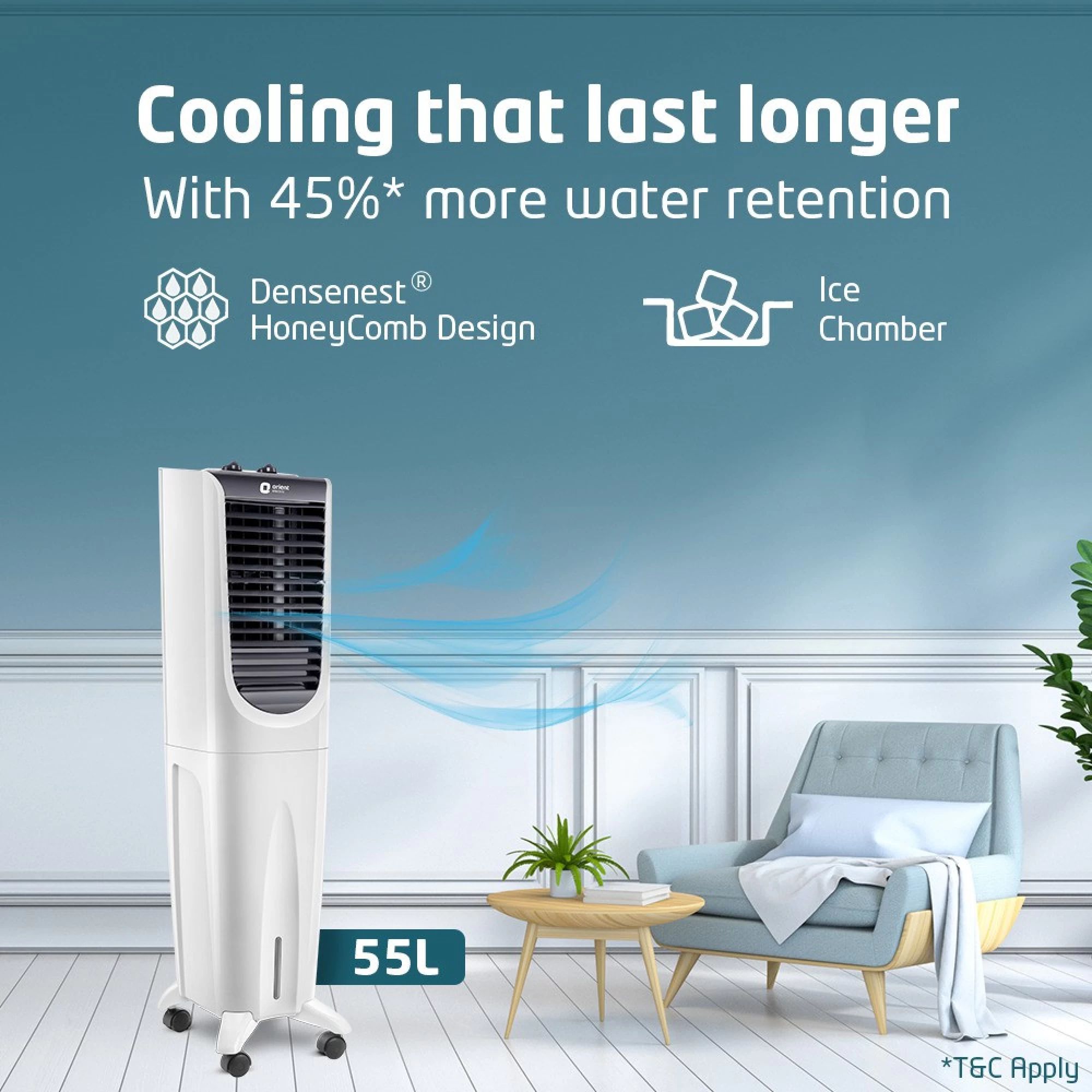 Orient Ultimo 55 Litres Tower Air Cooler (Honeycomb Pads, CT5502HR, White) Orient Ultimo 55 Litres Tower Air Cooler (Honeycomb Pads, CT5502HR, White)_4