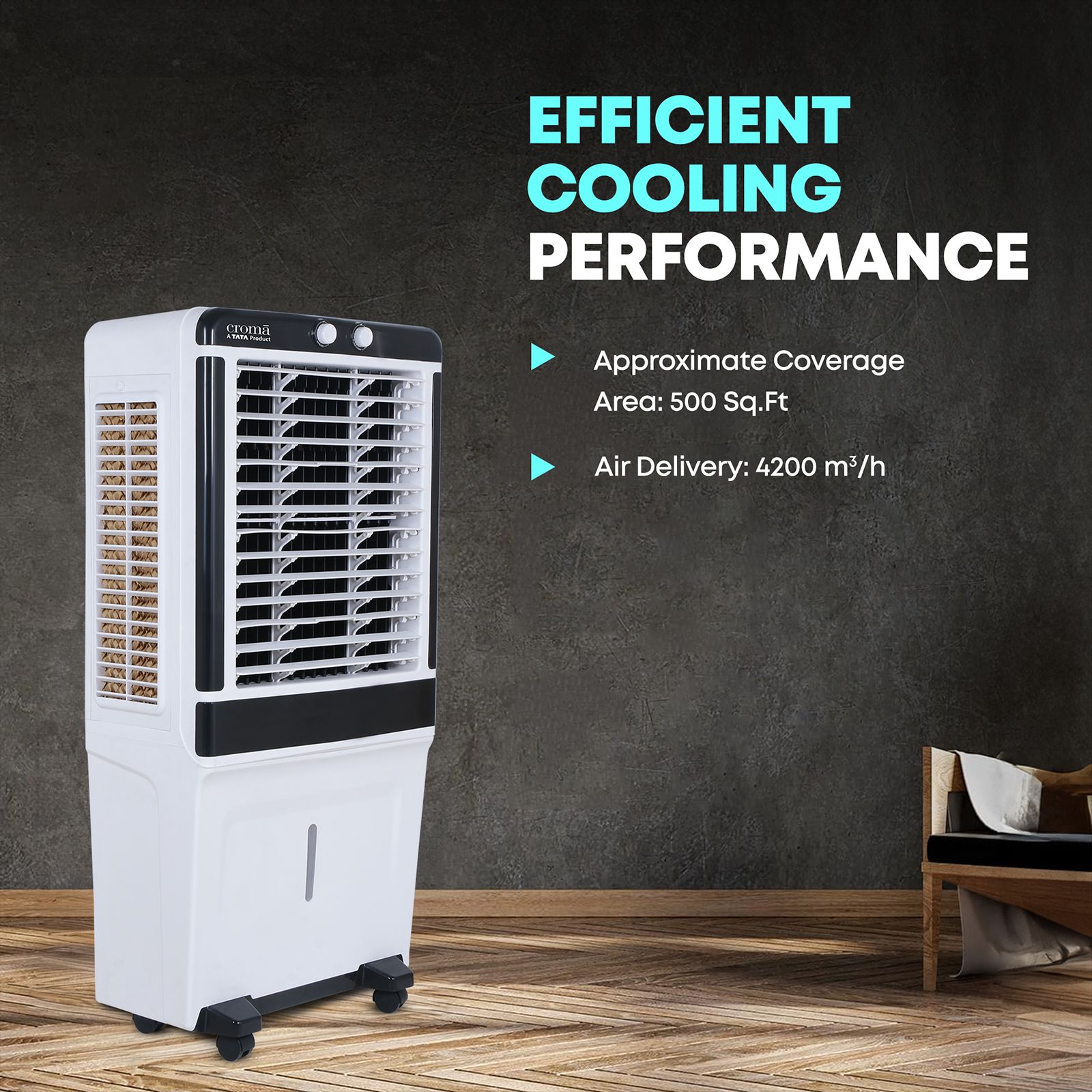 Croma AZ50D 50 Litres Desert Air Cooler with Inverter Compatible (Honey Comb Cooling Pads, White) Croma AZ50D 50 Litres Desert Air Cooler with Inverter Compatible (Honey Comb Cooling Pads, White)_12