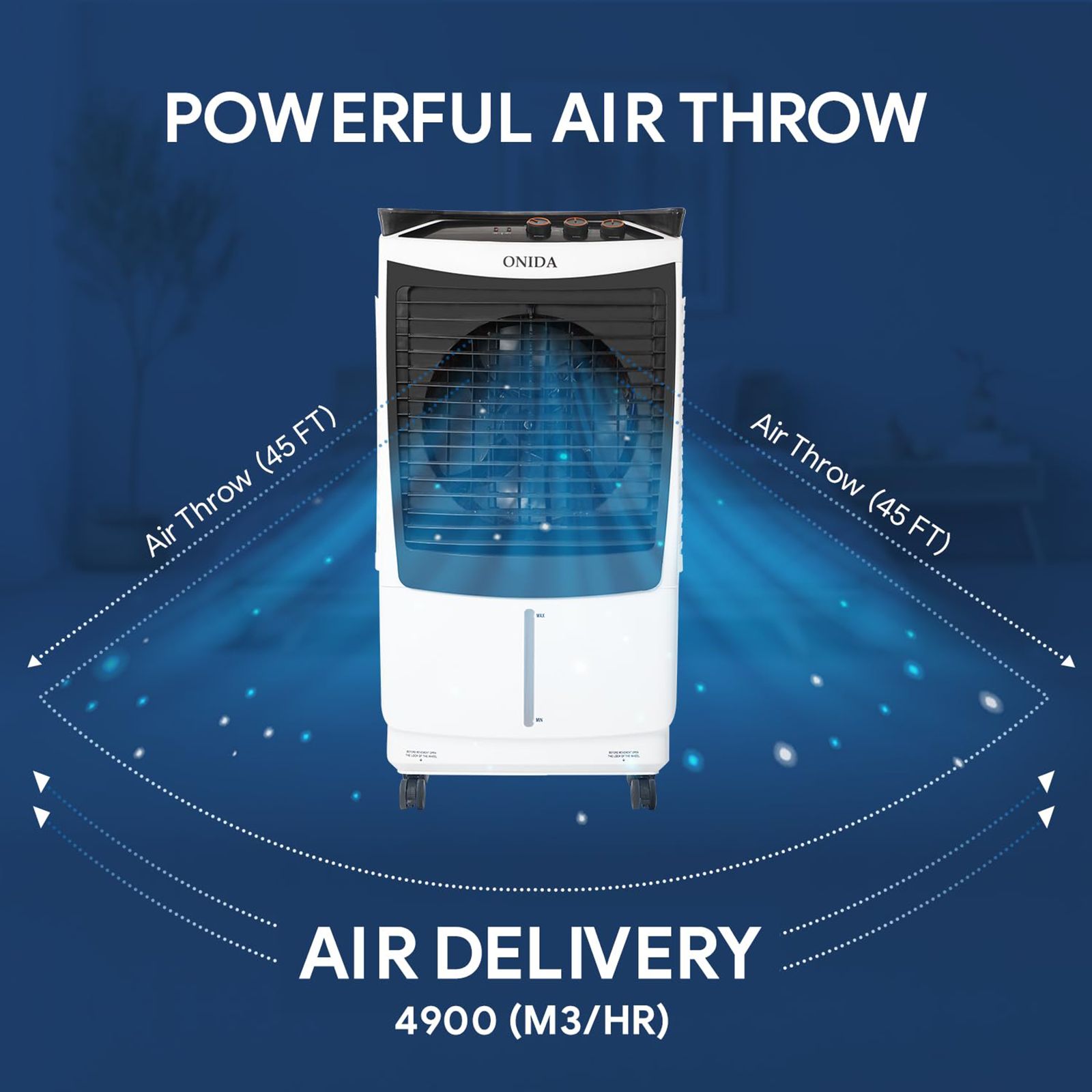 ONIDA Storm 90 Litres Desert Air Cooler with Ice Chamber (Water Level Indicator, White & Black) ONIDA Storm 90 Litres Desert Air Cooler with Ice Chamber (Water Level Indicator, White & Black)_15