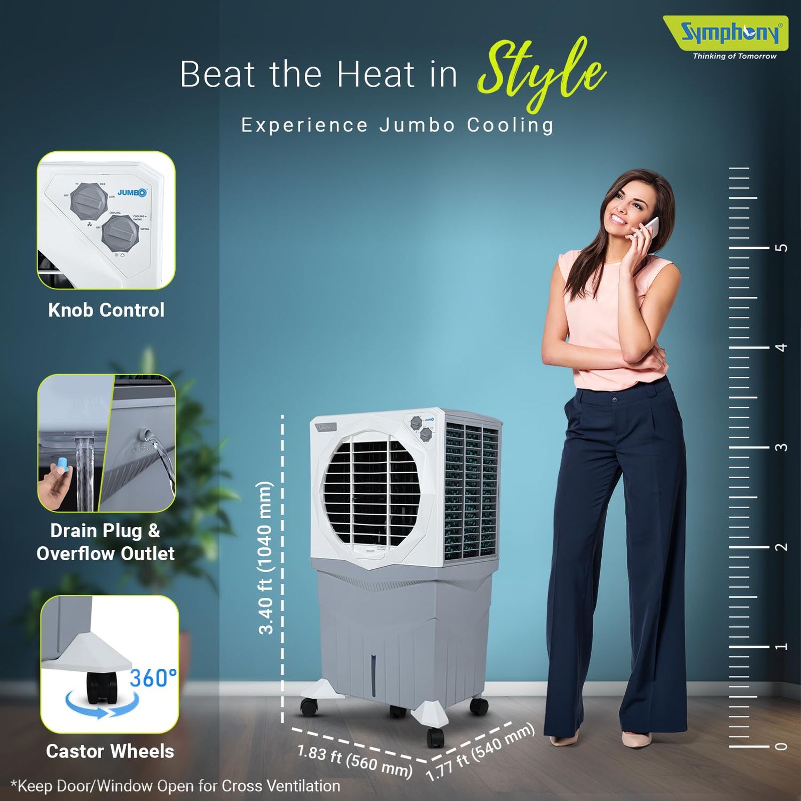 Symphony Jumbo 75XL+ 75 Litres Desert Air Cooler with Whisper-Quiet Operation (Cool Flow Dispenser, White) Symphony Jumbo 75XL+ 75 Litres Desert Air Cooler with Whisper-Quiet Operation (Cool Flow Dispenser, White)_15
