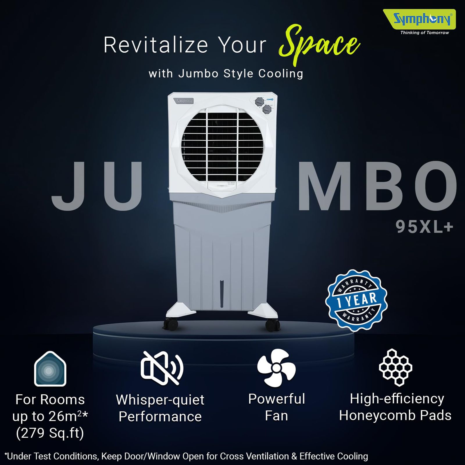Symphony Jumbo 95XL+ 95 Litres Desert Air Cooler with CFD Technology (Whisper-Quiet Operation, White)_8