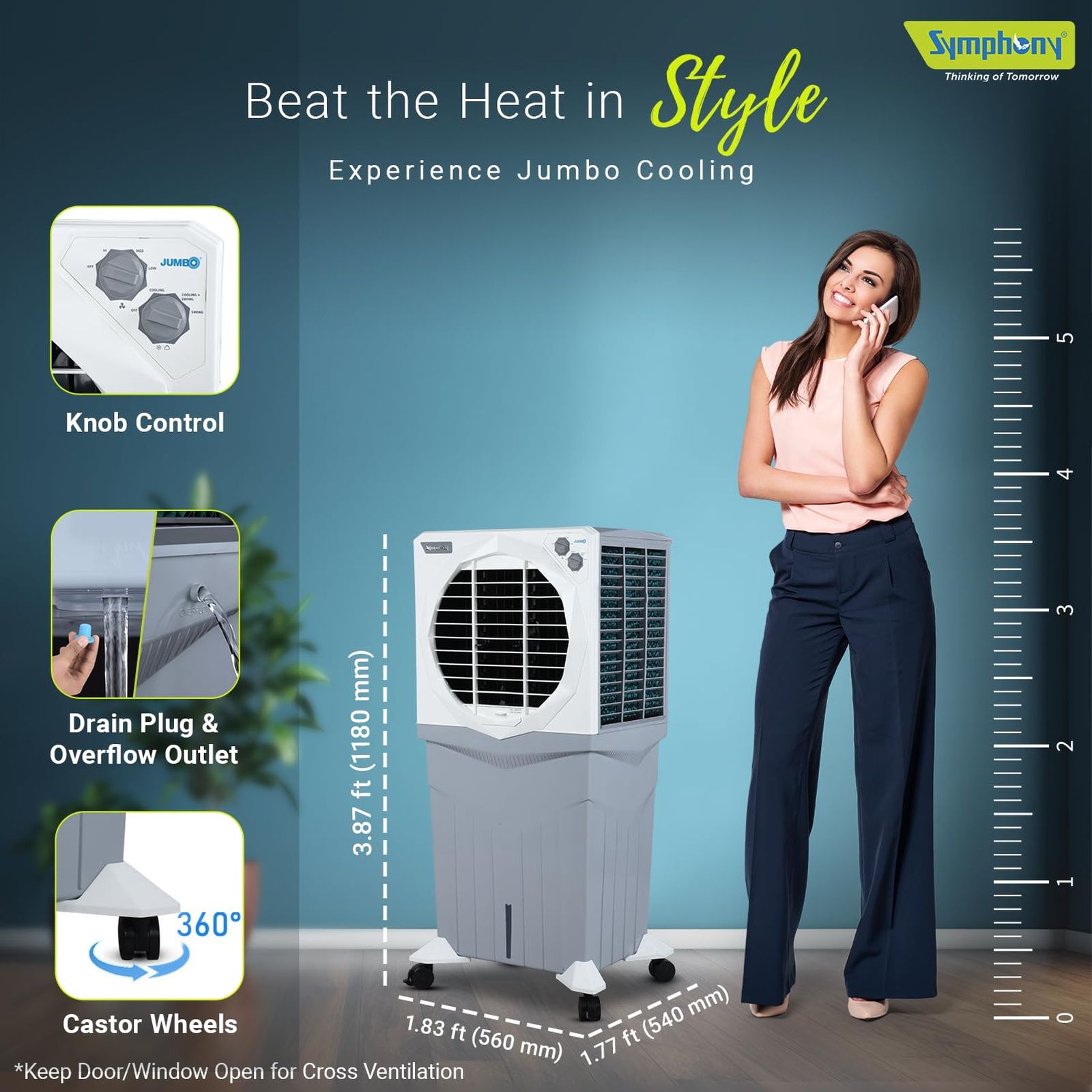 Symphony Jumbo 95XL+ 95 Litres Desert Air Cooler with CFD Technology (Whisper-Quiet Operation, White)_9