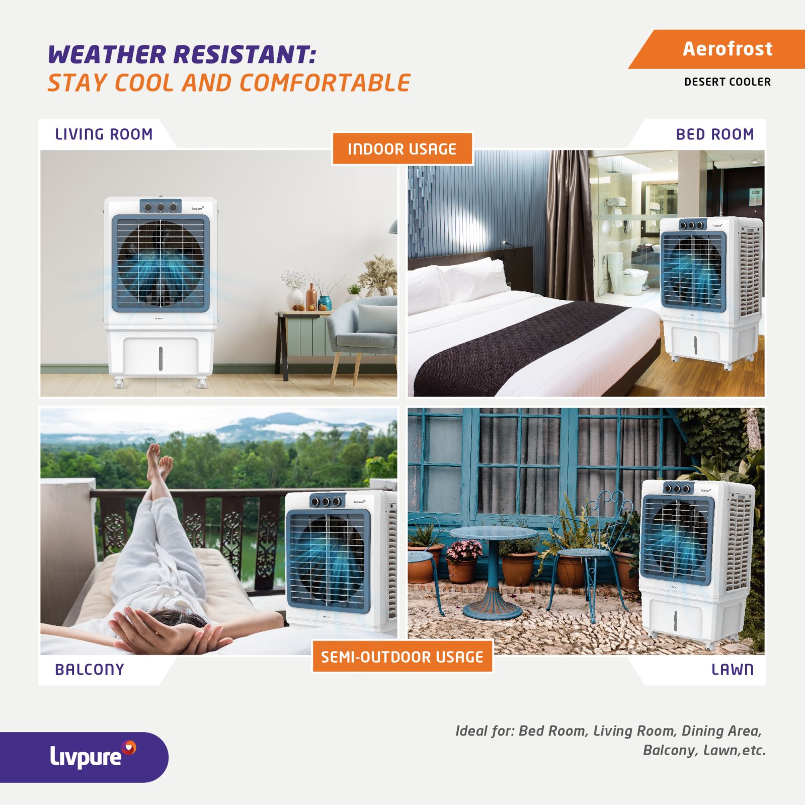 Livpure Iceblast 70 Litres Desert Air Cooler with Ice Chamber (Thermal Overload Protection, White and Blue)_9