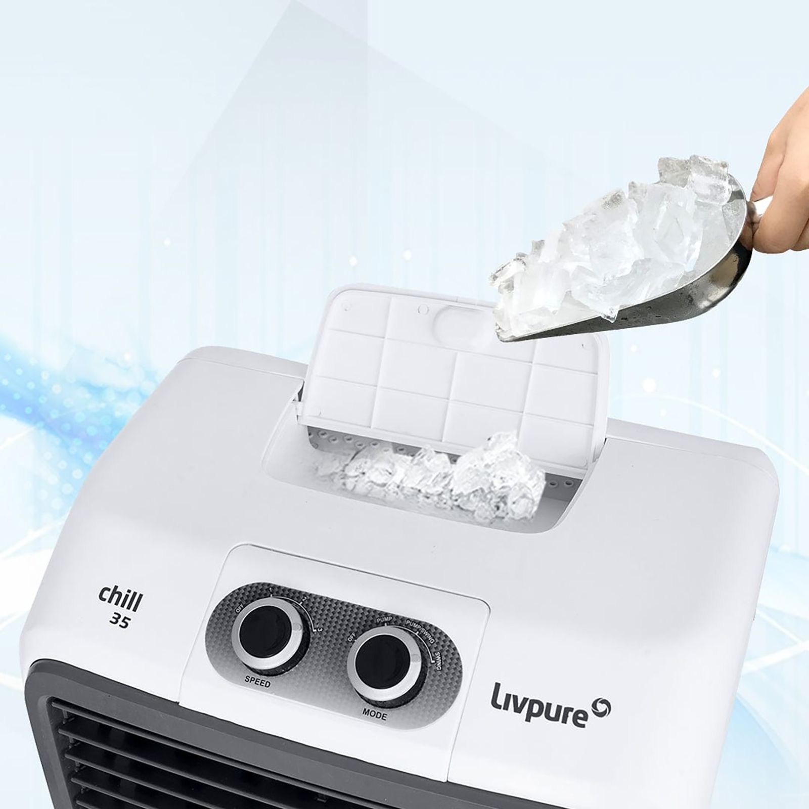 Livpure Chill 22 Litres Personal Air Cooler with Ice Chamber (Thermal Overload Protection, White & Grey) Livpure Chill 22 Litres Personal Air Cooler with Ice Chamber (Thermal Overload Protection, White & Grey)_10