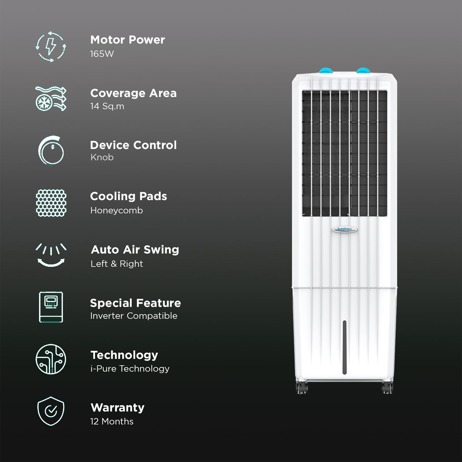 Symphony Diet 22T 22 Litres Personal Air Cooler with i-Pure Technology (Cool Flow Dispenser, White) Symphony Diet 22T 22 Litres Personal Air Cooler with i-Pure Technology (Cool Flow Dispenser, White)_3