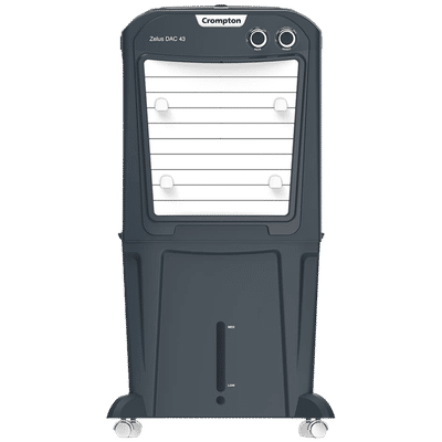 Crompton Zelus DAC 43 Litres Mini Desert Air Cooler with Everlast Pump (4-Way Air Deflection, Grey)