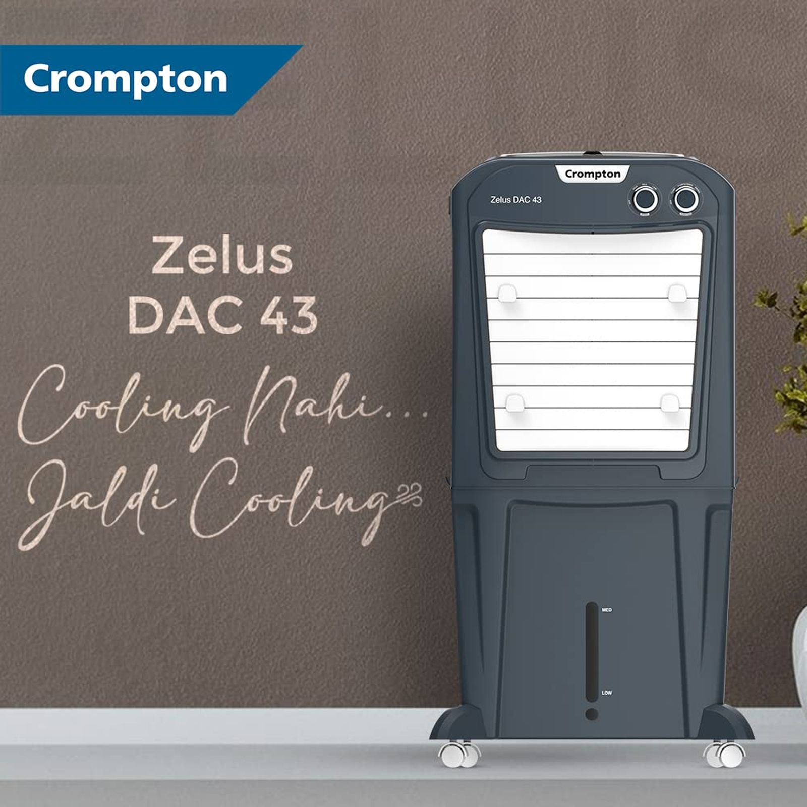 Crompton Zelus DAC 43 Litres Mini Desert Air Cooler with Everlast Pump (4-Way Air Deflection, Grey) Crompton Zelus DAC 43 Litres Mini Desert Air Cooler with Everlast Pump (4-Way Air Deflection, Grey)_6