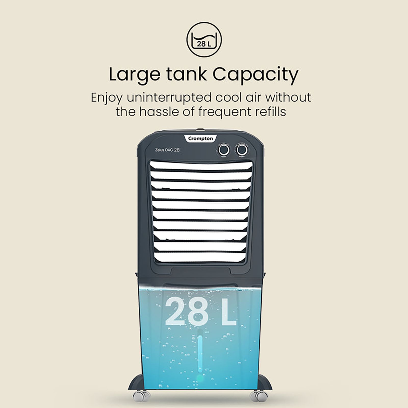 Crompton Zelus DAC 43 Litres Mini Desert Air Cooler with Everlast Pump (4-Way Air Deflection, Grey) Crompton Zelus DAC 43 Litres Mini Desert Air Cooler with Everlast Pump (4-Way Air Deflection, Grey)_10
