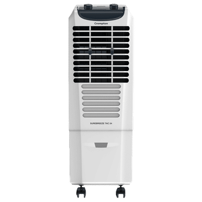 Crompton Surebreeze 24 Litres Tower Air Cooler with Overload Protection (4-Way Air Deflection, White & Black)