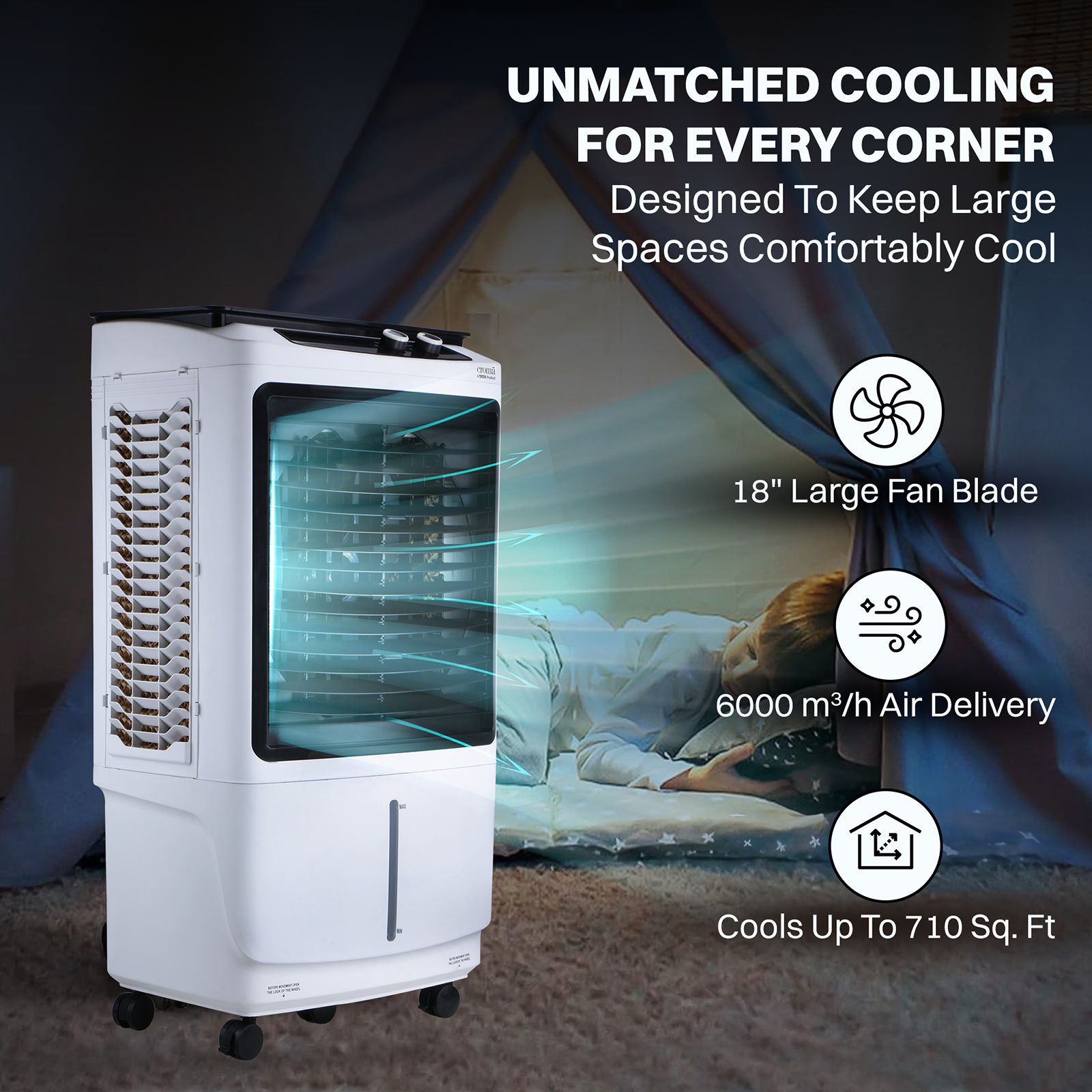 Croma 90 Litres Desert Air Cooler with 4 Way Air Deflection (Inverter Compatible, White) Croma 90 Litres Desert Air Cooler with 4 Way Air Deflection (Inverter Compatible, White)_5