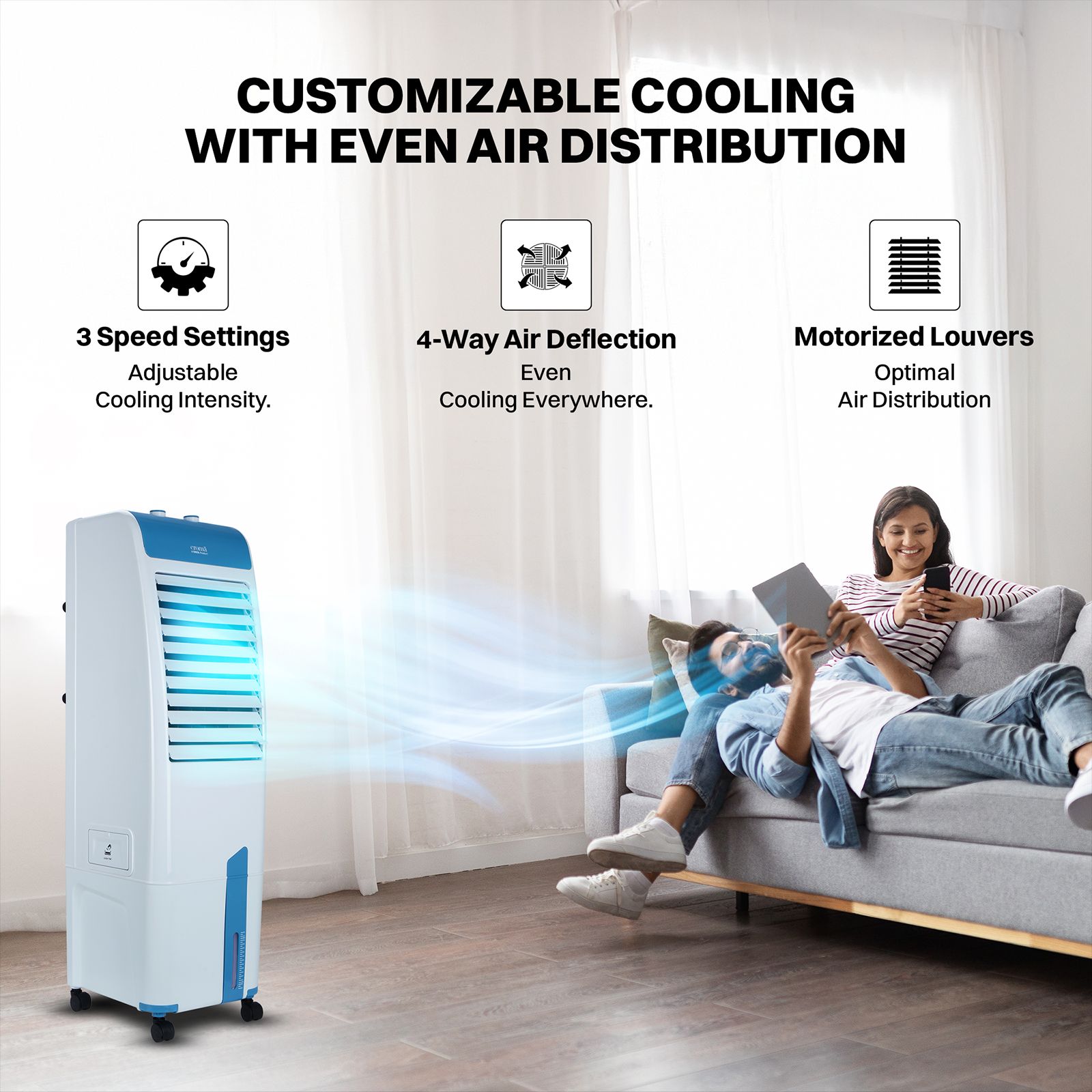 Croma 30 Litres Tower Air Cooler with Evaporative Cooling Technology (With inverter compatibility, White)_5