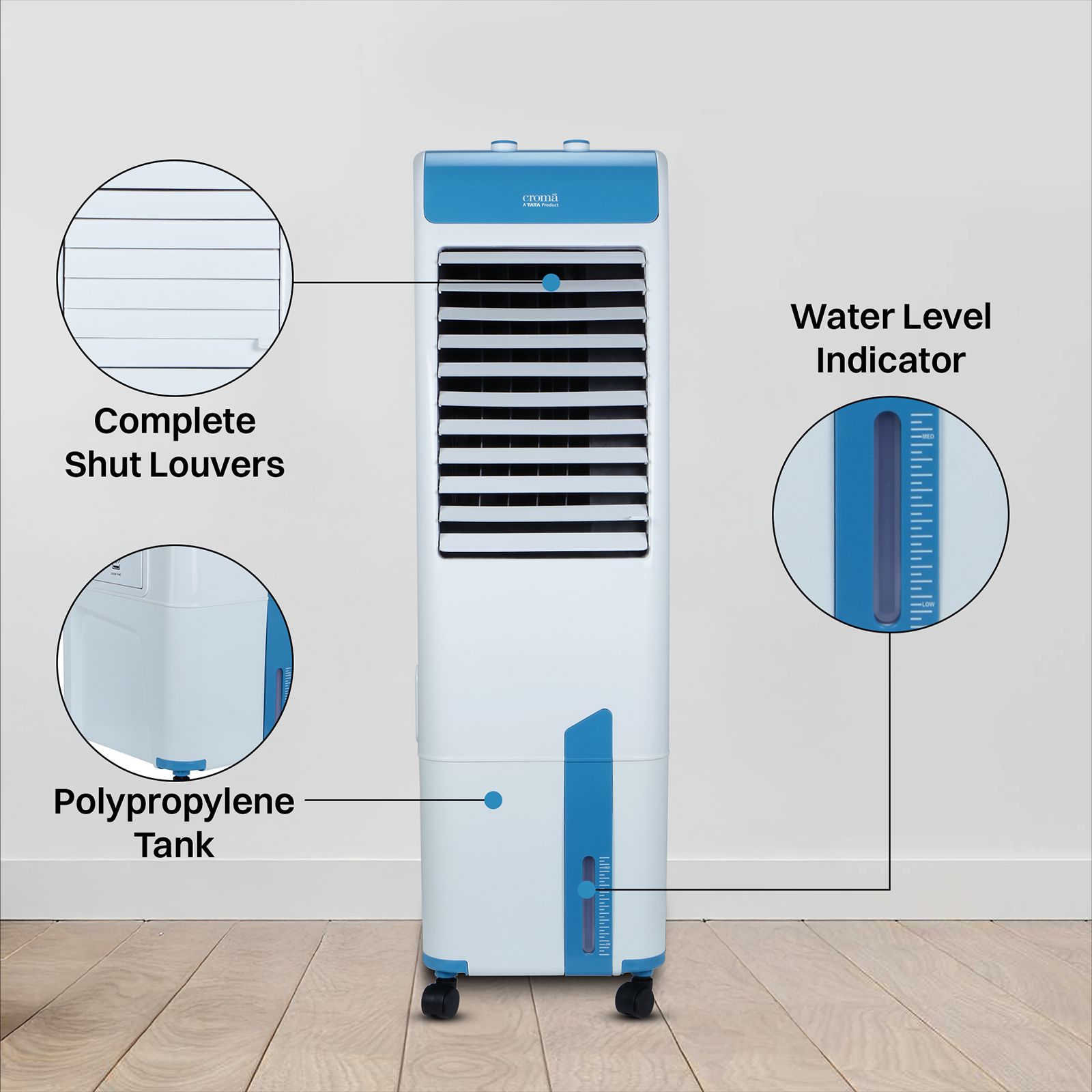 Croma 30 Litres Tower Air Cooler with Evaporative Cooling Technology (With inverter compatibility, White)_6