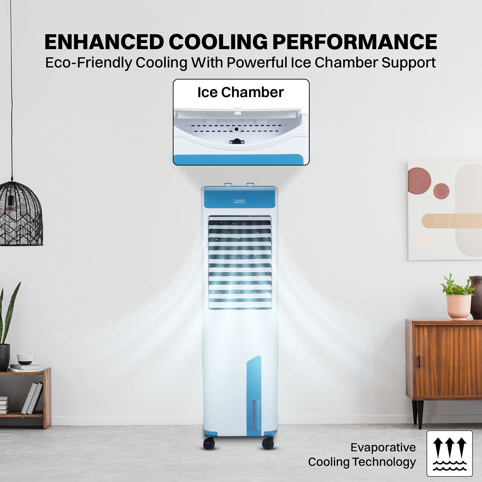 Croma 30 Litres Tower Air Cooler with Evaporative Cooling Technology (With inverter compatibility, White)_7
