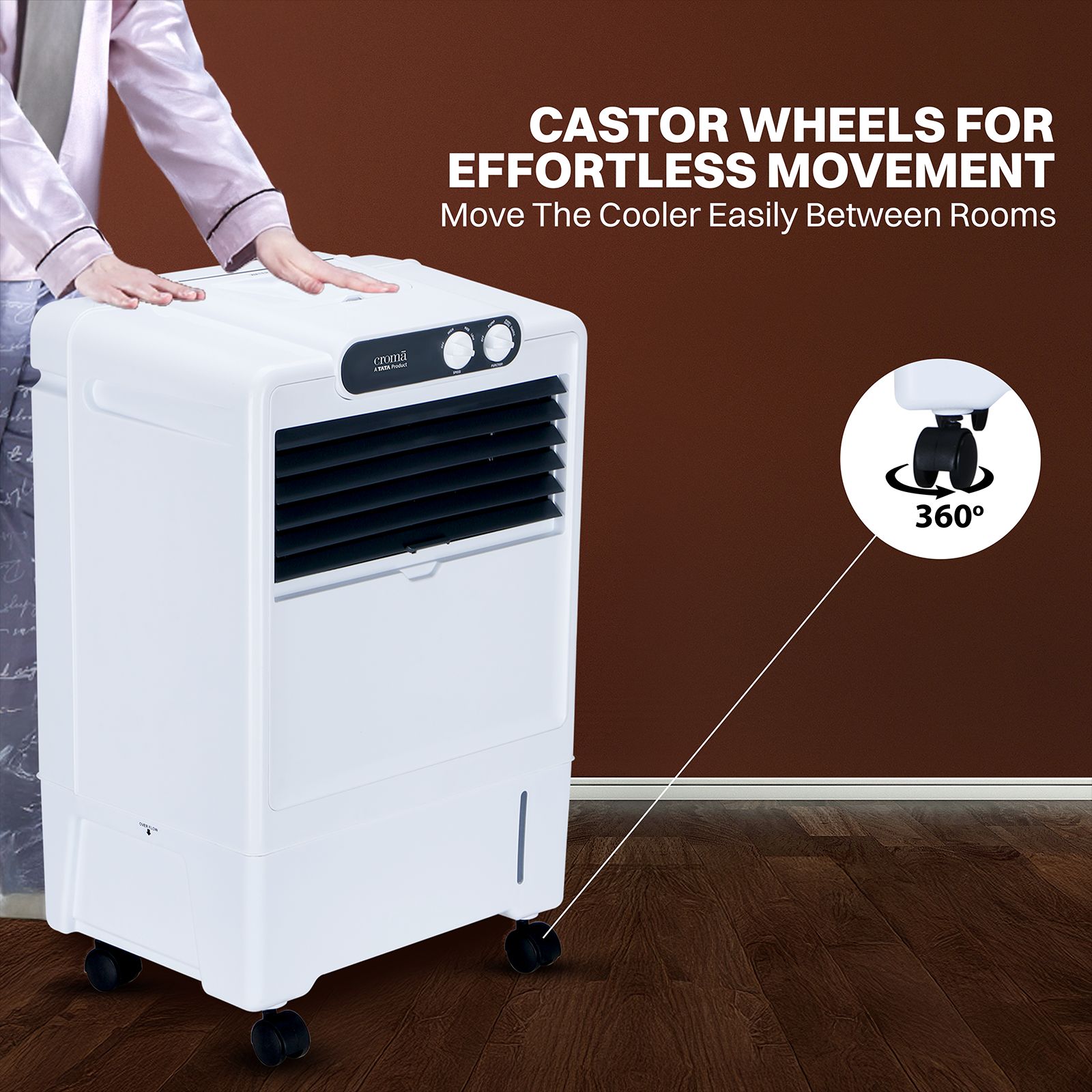 Croma 18 Litres Personal Air Cooler with Inverter Compatible (Anti Bacterial Honey Comb Pads, White)_9