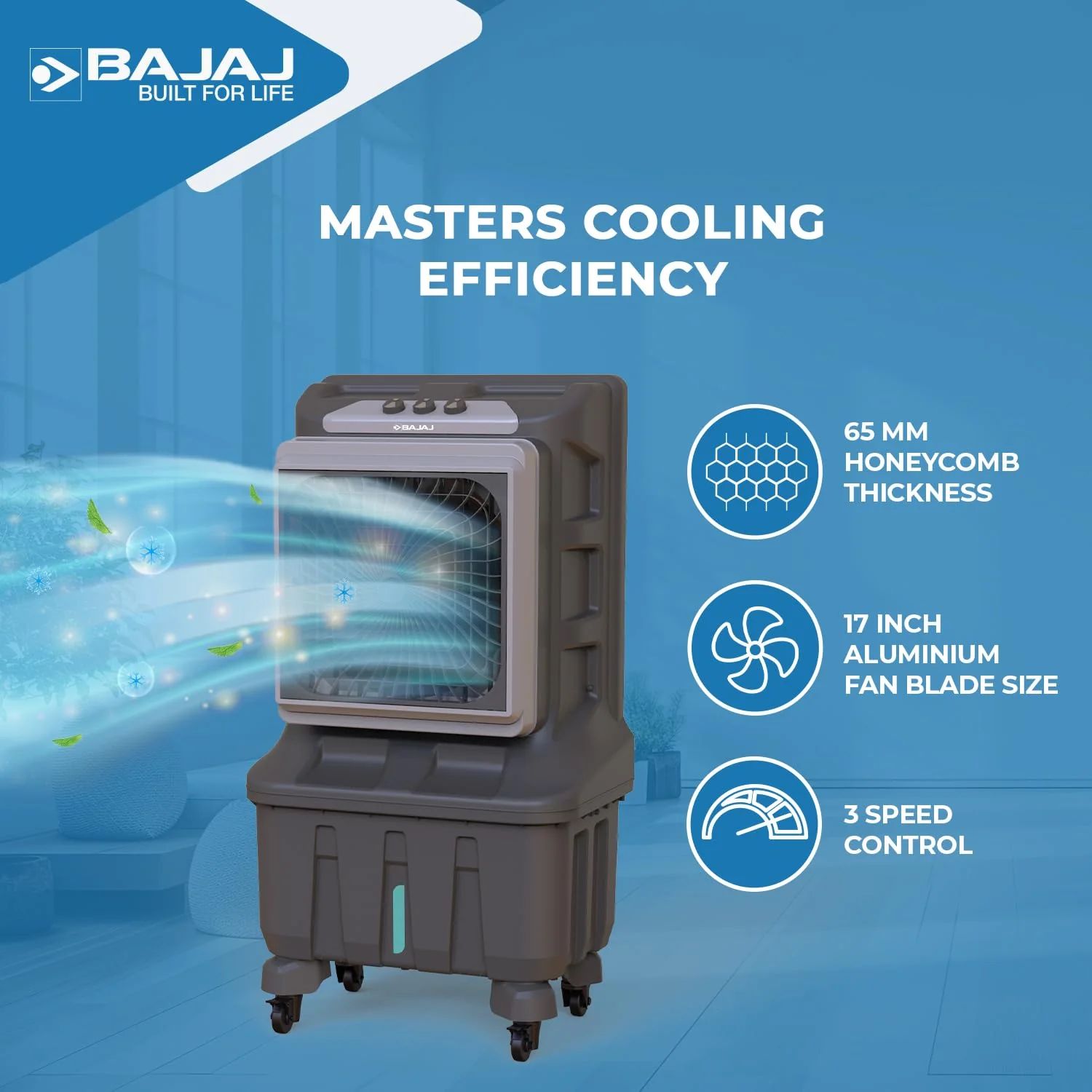 BAJAJ XForce 100 Litres Desert Air Cooler with DuraMarine Pump (3 Speed Control, Grey) BAJAJ XForce 100 Litres Desert Air Cooler with DuraMarine Pump (3 Speed Control, Grey)_6
