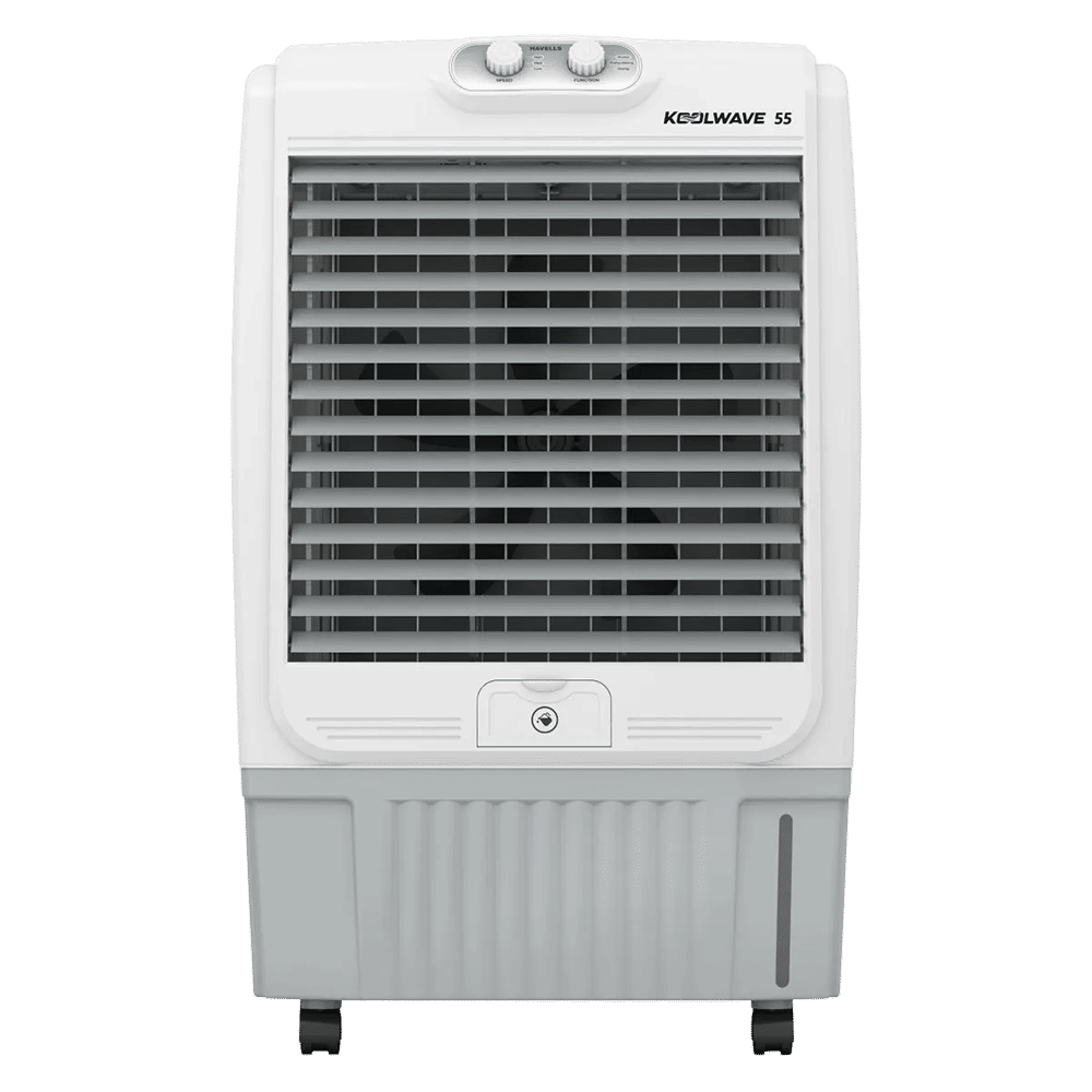 HAVELLS KoolWave 55 Litres Desert Air Cooler with Double Ball Bearing Motor (Fully Collapsible Louvers, White & Grey)_1