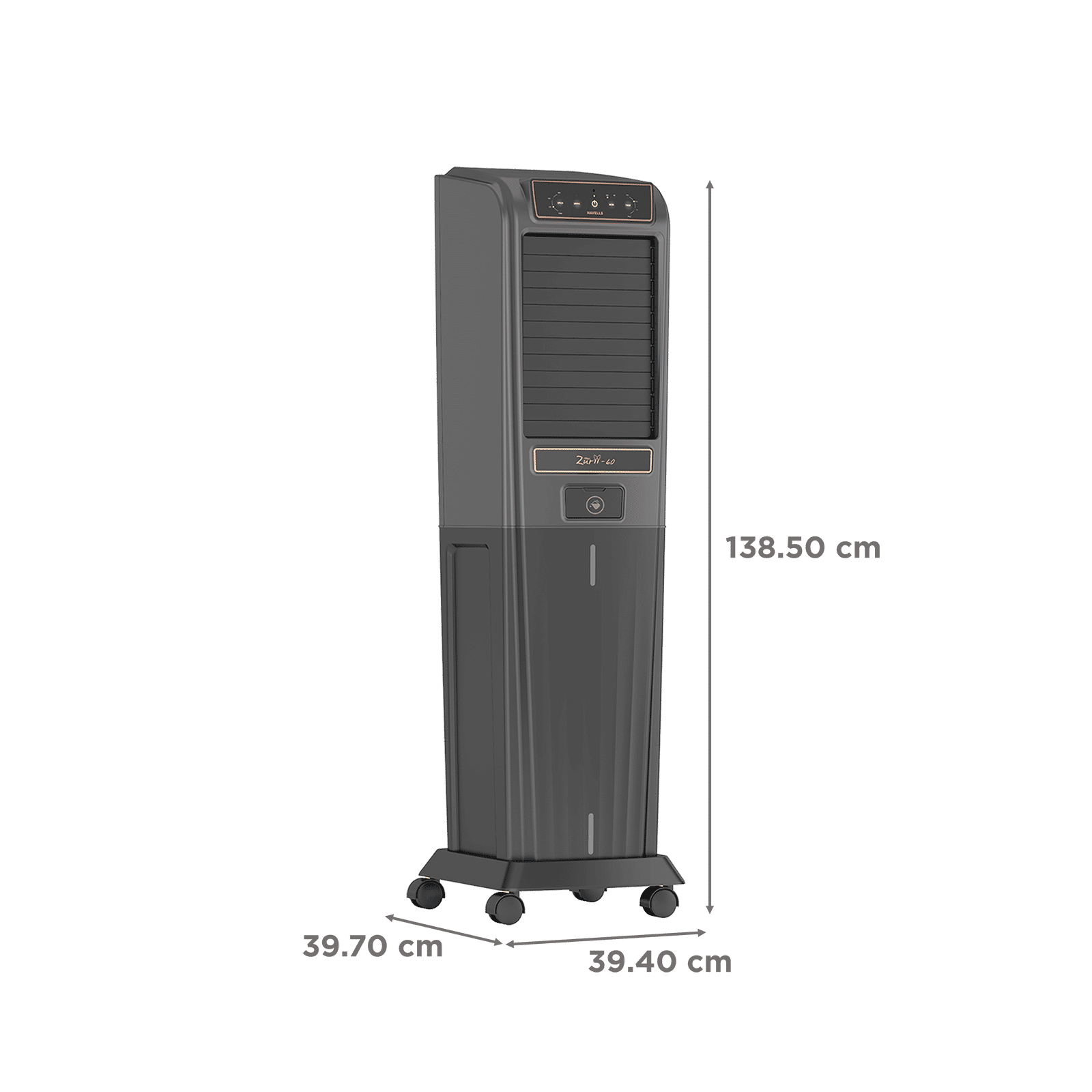 HAVELLS Zurii 60 Litres Tower Air Cooler with Dust Filter Net (Low Water Alarm, Black & Grey)_2