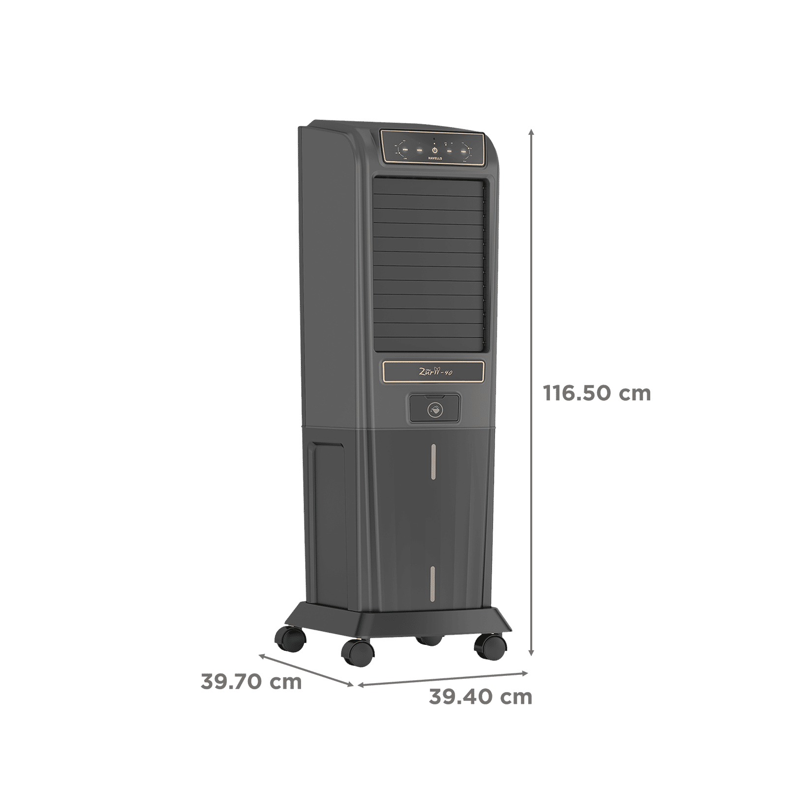 Havells Zurii 40 Litres Tower Air Cooler with Dust Filter Net (Low Water Alarm, Black & Grey) Havells Zurii 40 Litres Tower Air Cooler with Dust Filter Net (Low Water Alarm, Black & Grey)_2
