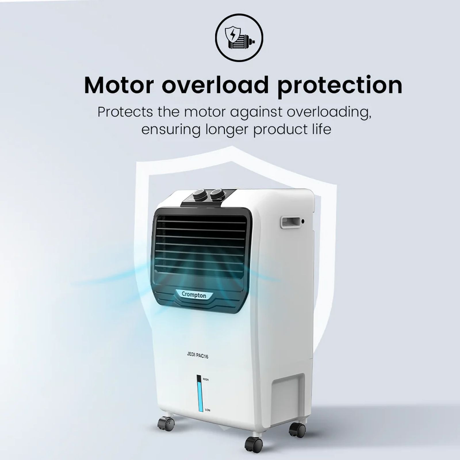 Crompton Jedi PAC 16 Litres Personal Air Cooler with Everlast Pump (4 Way Air Deflection, White & Black) Crompton Jedi PAC 16 Litres Personal Air Cooler with Everlast Pump (4 Way Air Deflection, White & Black)_8