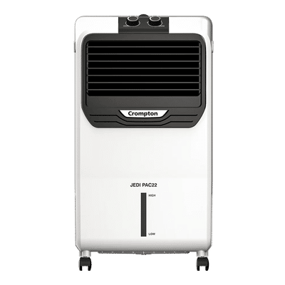 Crompton Jedi PAC 22 Litres Personal Air Cooler with Everlast Pump (4 Way Air Deflection, White & Black)