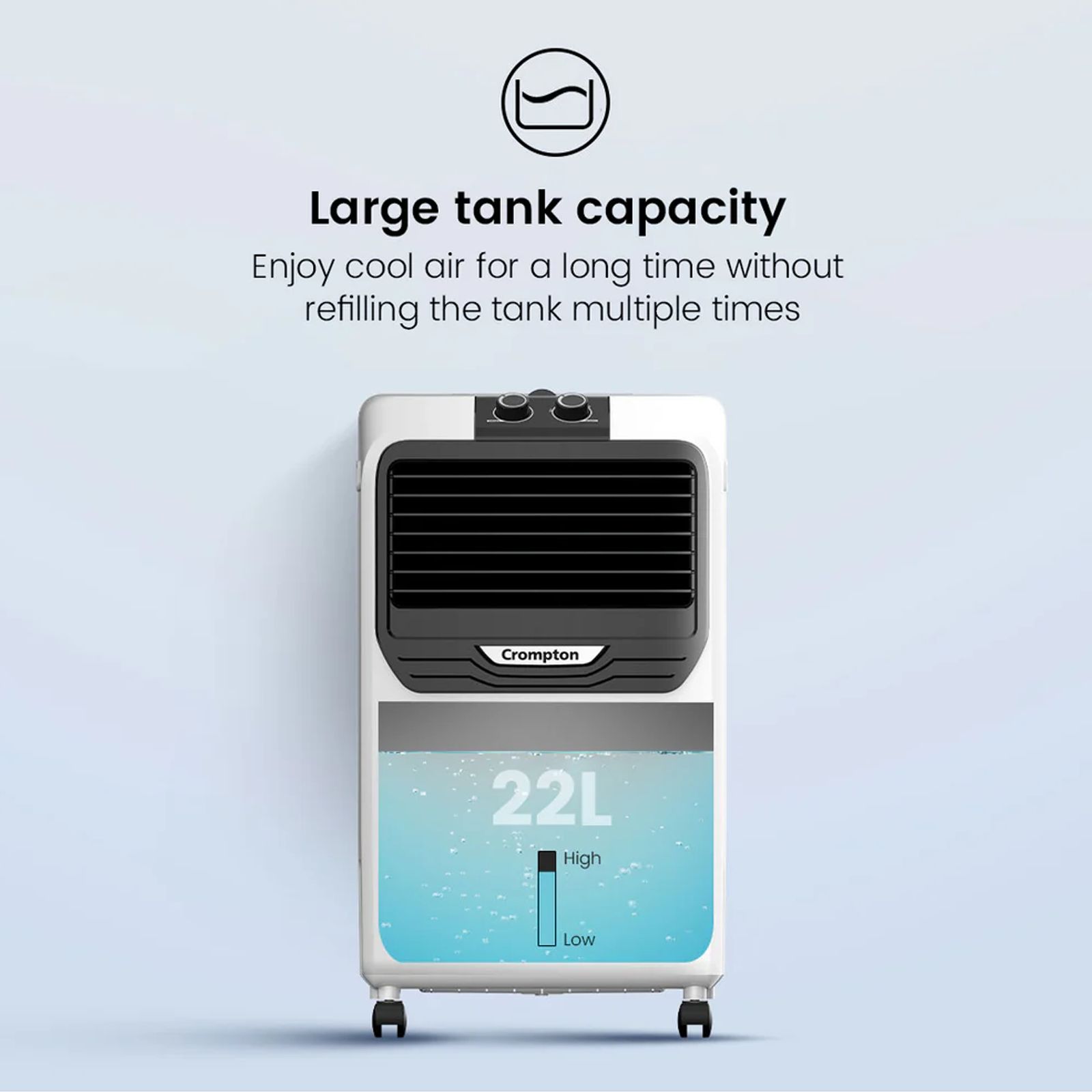 Crompton Jedi PAC 22 Litres Personal Air Cooler with Everlast Pump (4 Way Air Deflection, White & Black) Crompton Jedi PAC 22 Litres Personal Air Cooler with Everlast Pump (4 Way Air Deflection, White & Black)_7