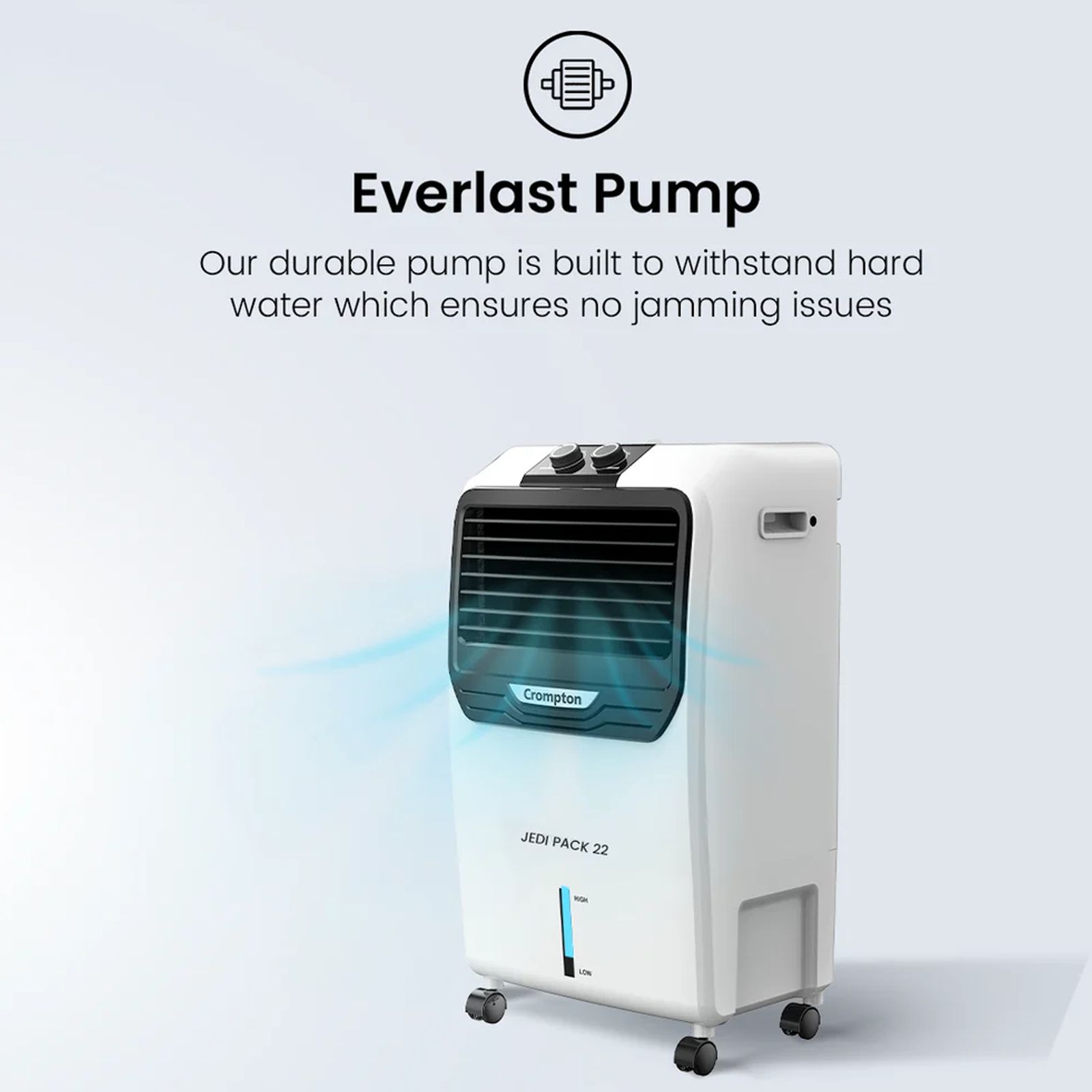 Crompton Jedi PAC 22 Litres Personal Air Cooler with Everlast Pump (4 Way Air Deflection, White & Black) Crompton Jedi PAC 22 Litres Personal Air Cooler with Everlast Pump (4 Way Air Deflection, White & Black)_8