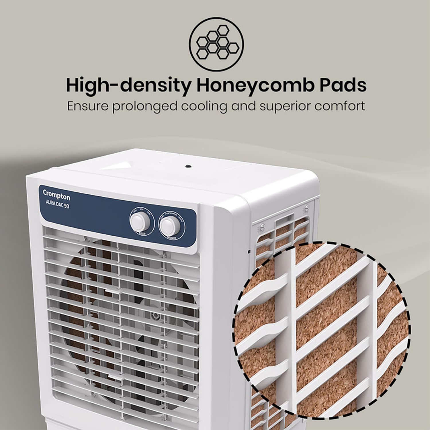 Crompton Aura 90 Litres Desert Air Cooler with Everlast Pump (Collasible Louvers, Indian Ink & While) Crompton Aura 90 Litres Desert Air Cooler with Everlast Pump (Collasible Louvers, Indian Ink & While)_13