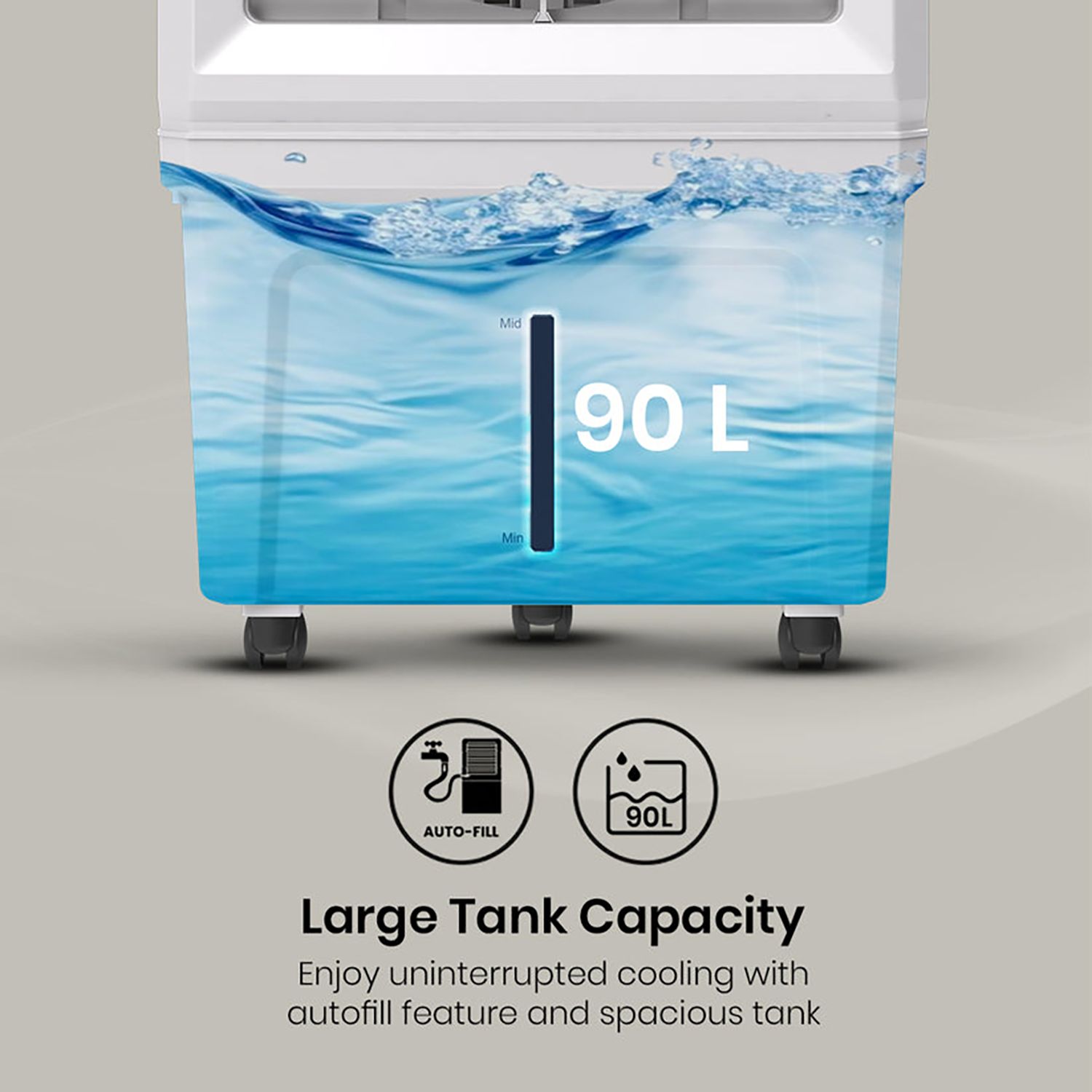 Crompton Aura 90 Litres Desert Air Cooler with Everlast Pump (Collasible Louvers, Indian Ink & While) Crompton Aura 90 Litres Desert Air Cooler with Everlast Pump (Collasible Louvers, Indian Ink & While)_15