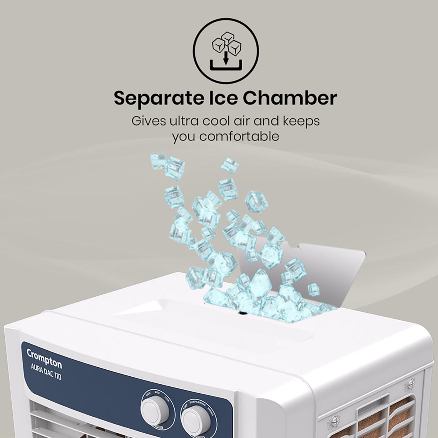 Crompton Aura 110 Litres Desert Air Cooler with Everlast Pump (Collasible Louvers, Indian Ink & While) Crompton Aura 110 Litres Desert Air Cooler with Everlast Pump (Collasible Louvers, Indian Ink & While)_12