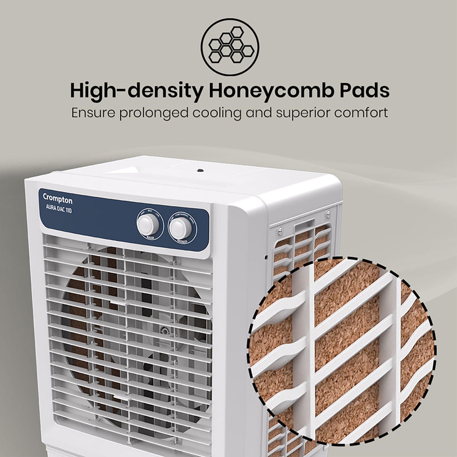 Crompton Aura 110 Litres Desert Air Cooler with Everlast Pump (Collasible Louvers, Indian Ink & While) Crompton Aura 110 Litres Desert Air Cooler with Everlast Pump (Collasible Louvers, Indian Ink & While)_13