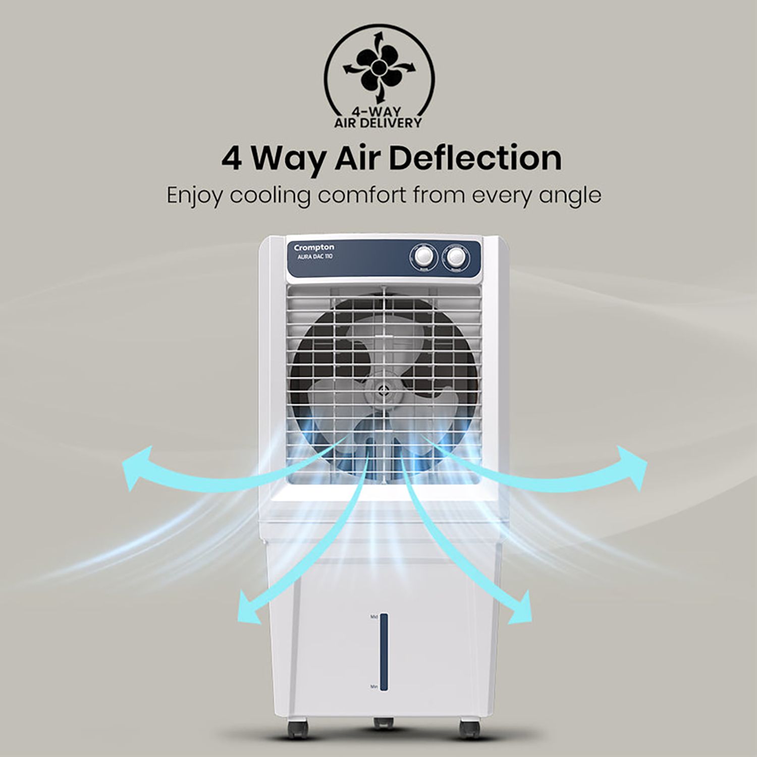 Crompton Aura 110 Litres Desert Air Cooler with Everlast Pump (Collasible Louvers, Indian Ink & While) Crompton Aura 110 Litres Desert Air Cooler with Everlast Pump (Collasible Louvers, Indian Ink & While)_14