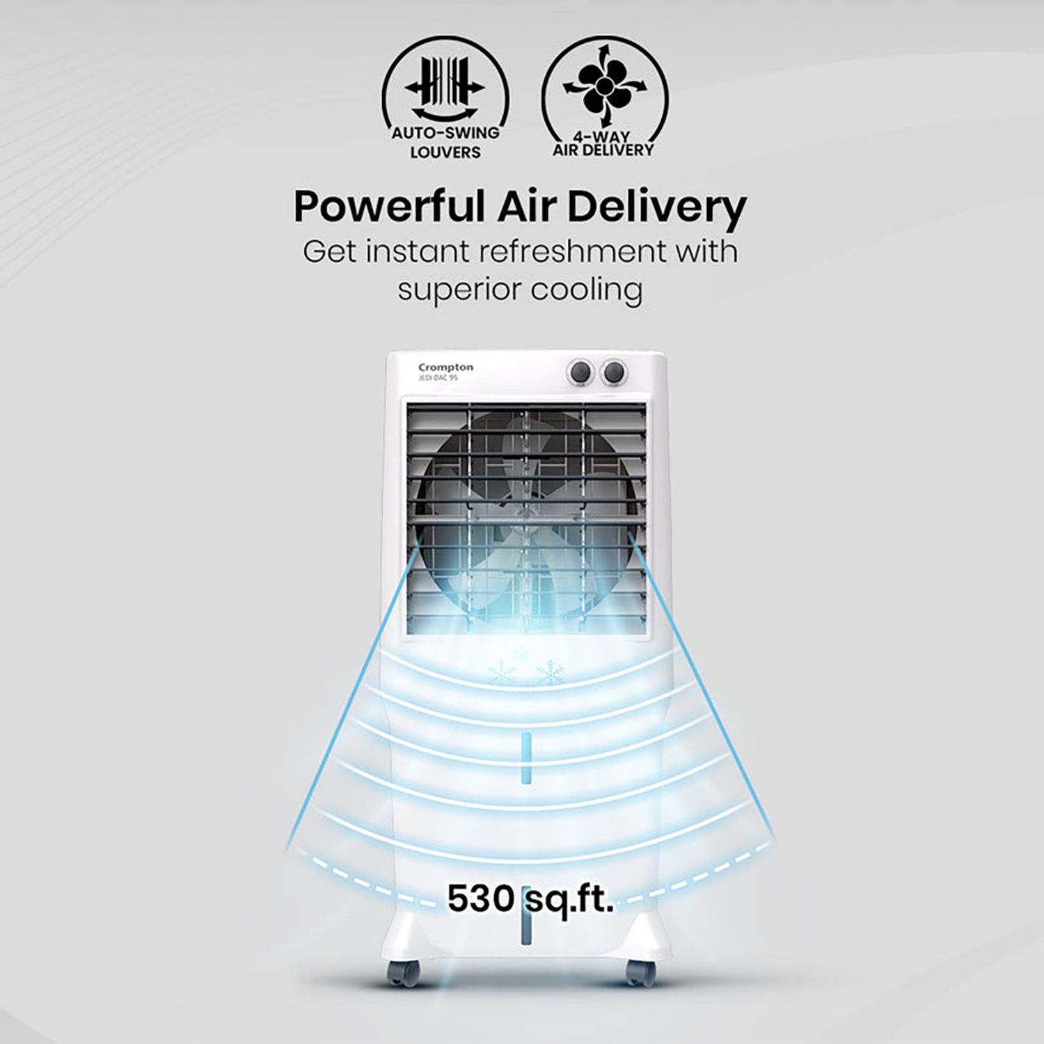 Crompton Jedi 95 Litres Desert Air Cooler with Everlast Pump (Fully Collasible Louvers, Black & White)_11