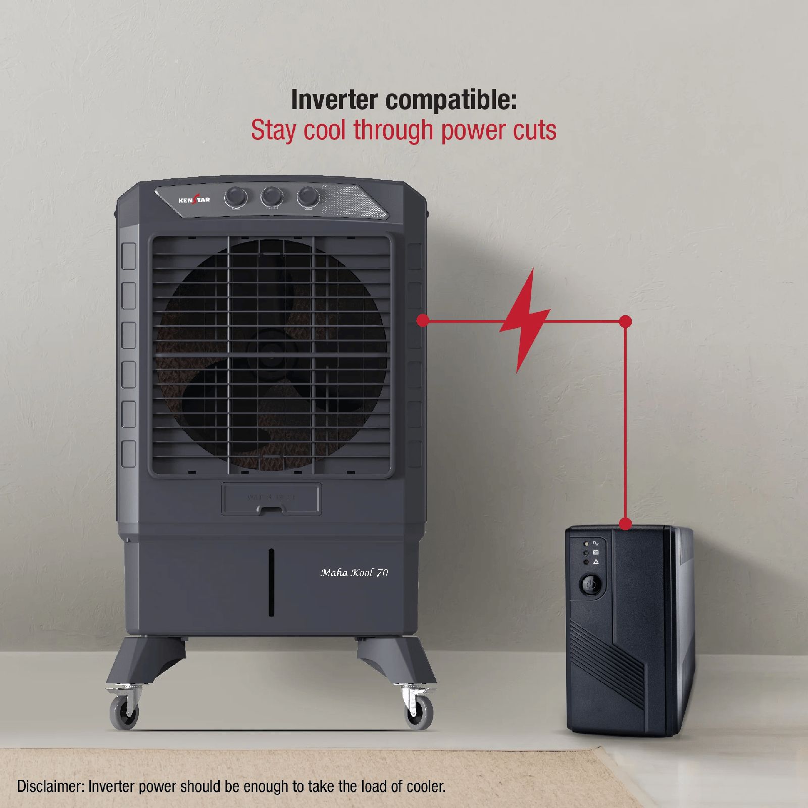 KENSTAR Mahakool HC 70 Litres Desert Air Cooler with Quadra Flow Technology (Inverter Compatible, Grey)_5
