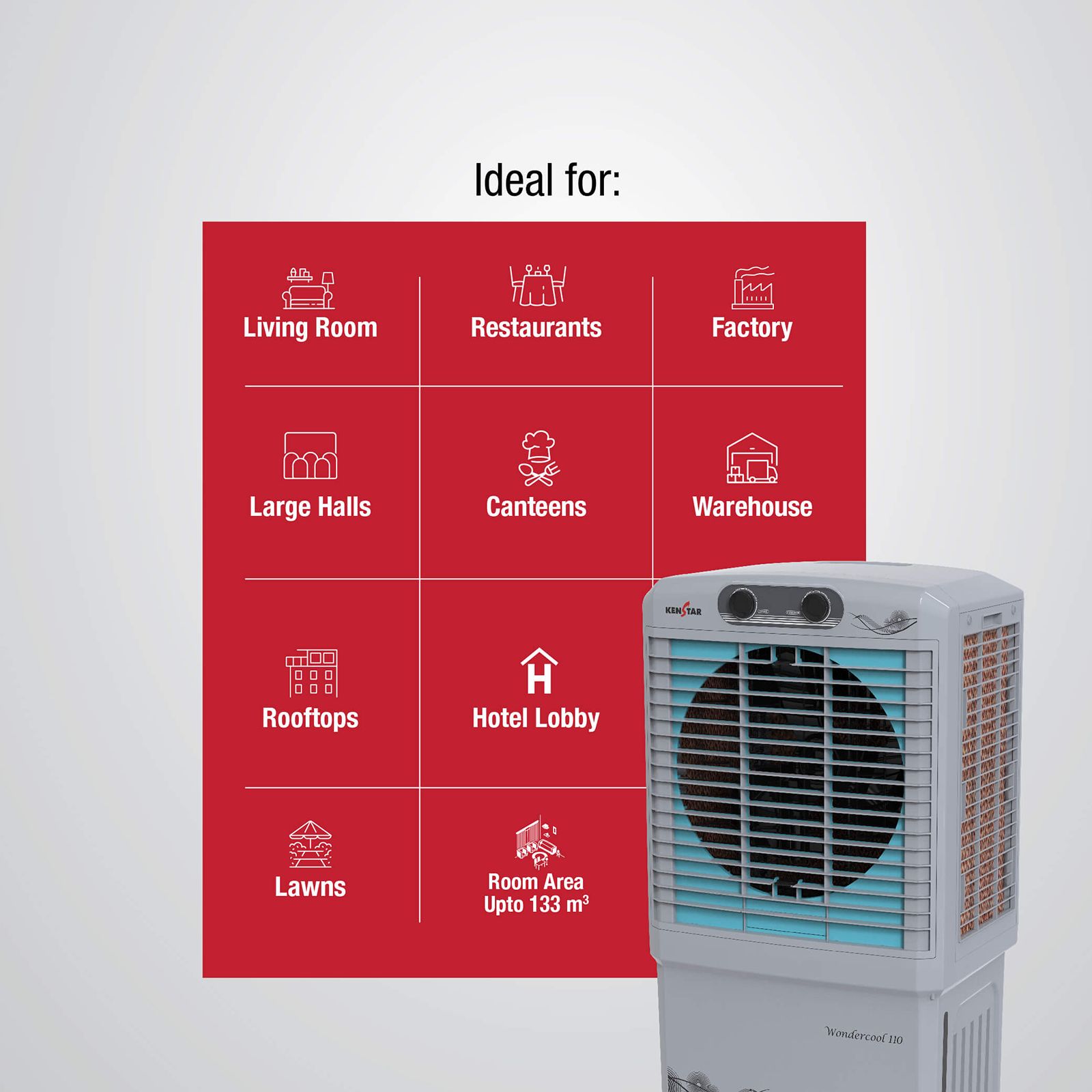 KENSTAR Wondercool HC 110 Litres Desert Air Cooler with Quadra Flow Technology (Invertible Compatible, Grey & Blue)_12