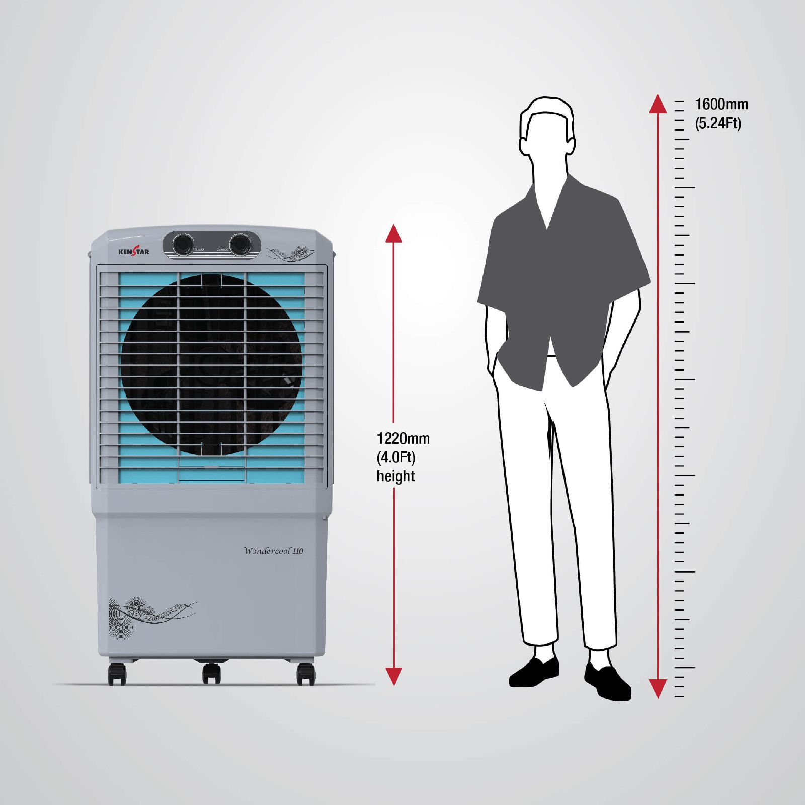 KENSTAR Wondercool HC 110 Litres Desert Air Cooler with Quadra Flow Technology (Invertible Compatible, Grey & Blue)_13