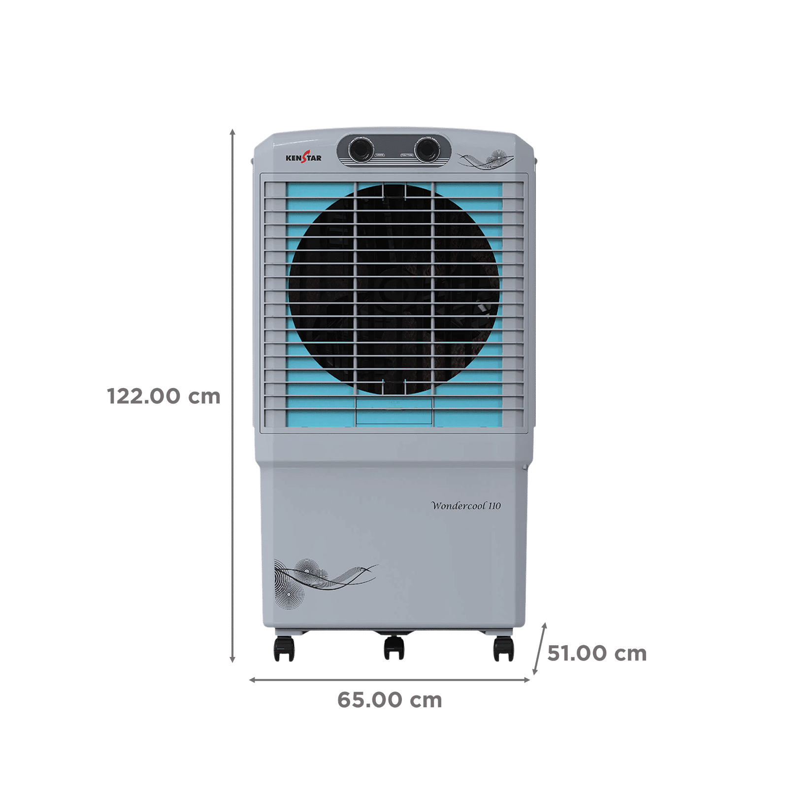 KENSTAR Wondercool HC 110 Litres Desert Air Cooler with Quadra Flow Technology (Invertible Compatible, Grey & Blue)_2