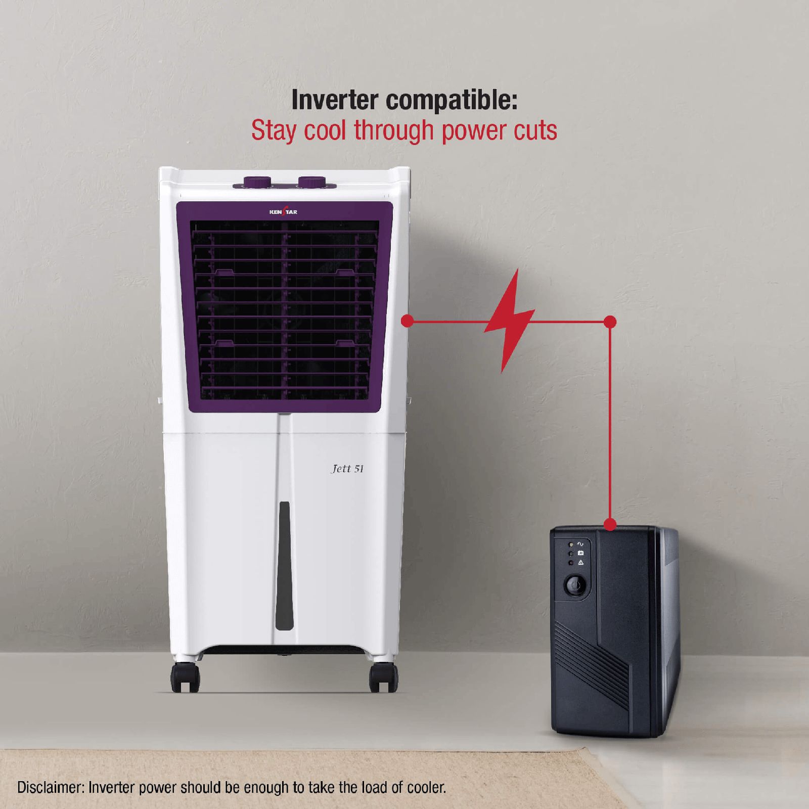 KENSTAR JETT HC 51 Litres Personal Air Cooler with Quadra Flow Technology (Collapsible Louvres, White & Purple)_8