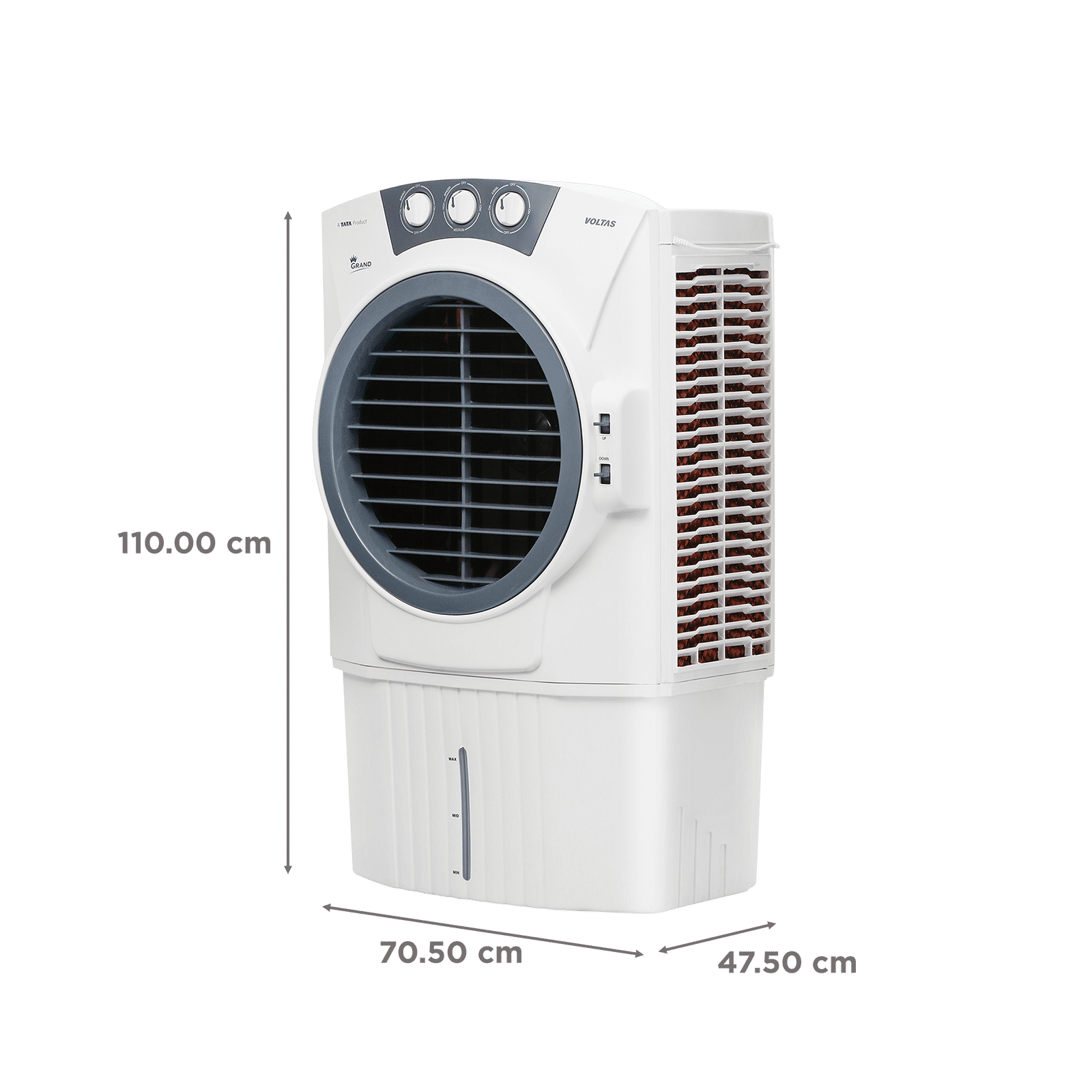 VOLTAS Grand 72 Litres Desert Air Cooler with Thermal Overload Protection (3 Speed Control, White & Grey) VOLTAS Grand 72 Litres Desert Air Cooler with Thermal Overload Protection (3 Speed Control, White & Grey)_2