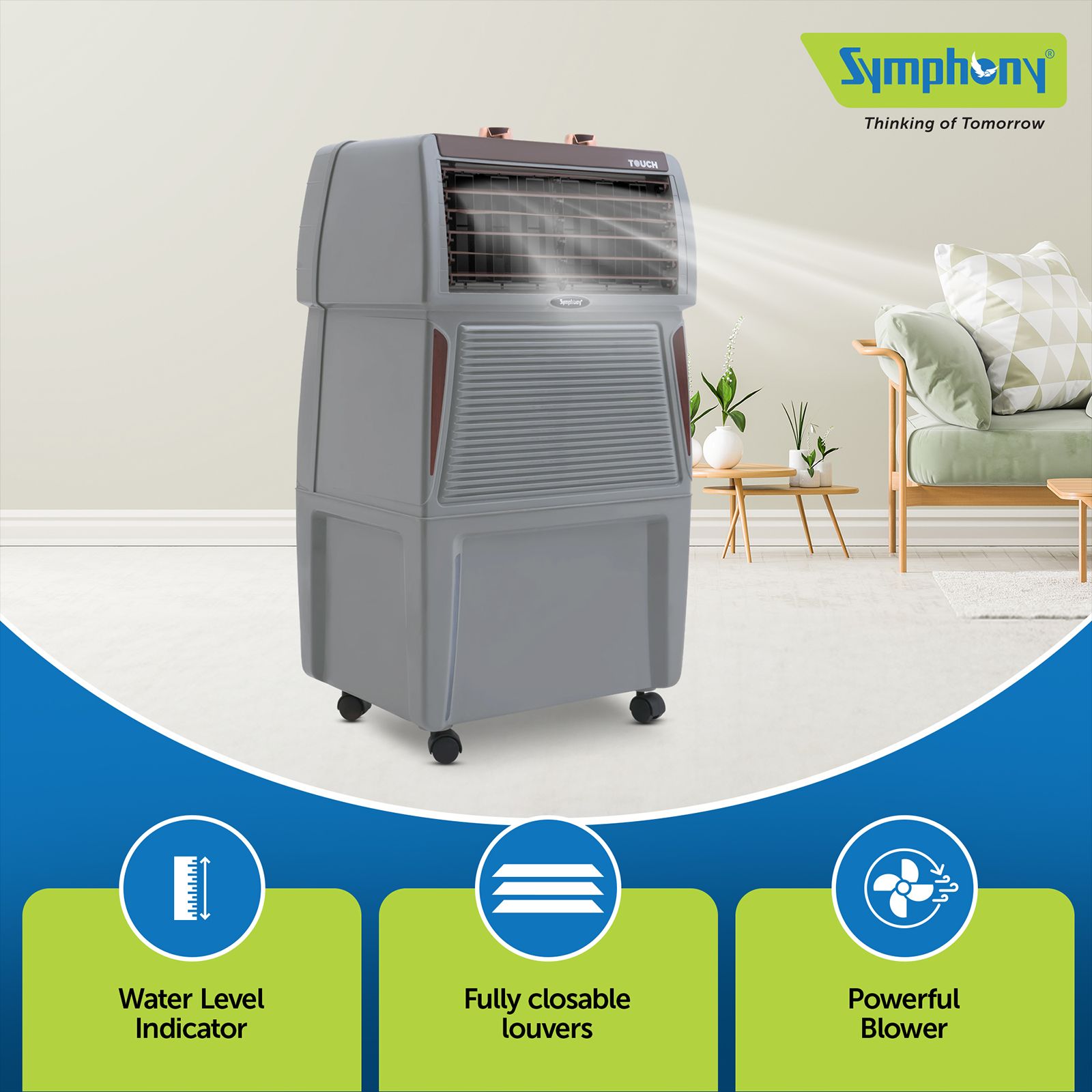 Symphony Touch 40 Litres Desert Air Cooler with CFD Technology (Inverter Compatible, Grey & Brown) Symphony Touch 40 Litres Desert Air Cooler with CFD Technology (Inverter Compatible, Grey & Brown)_12