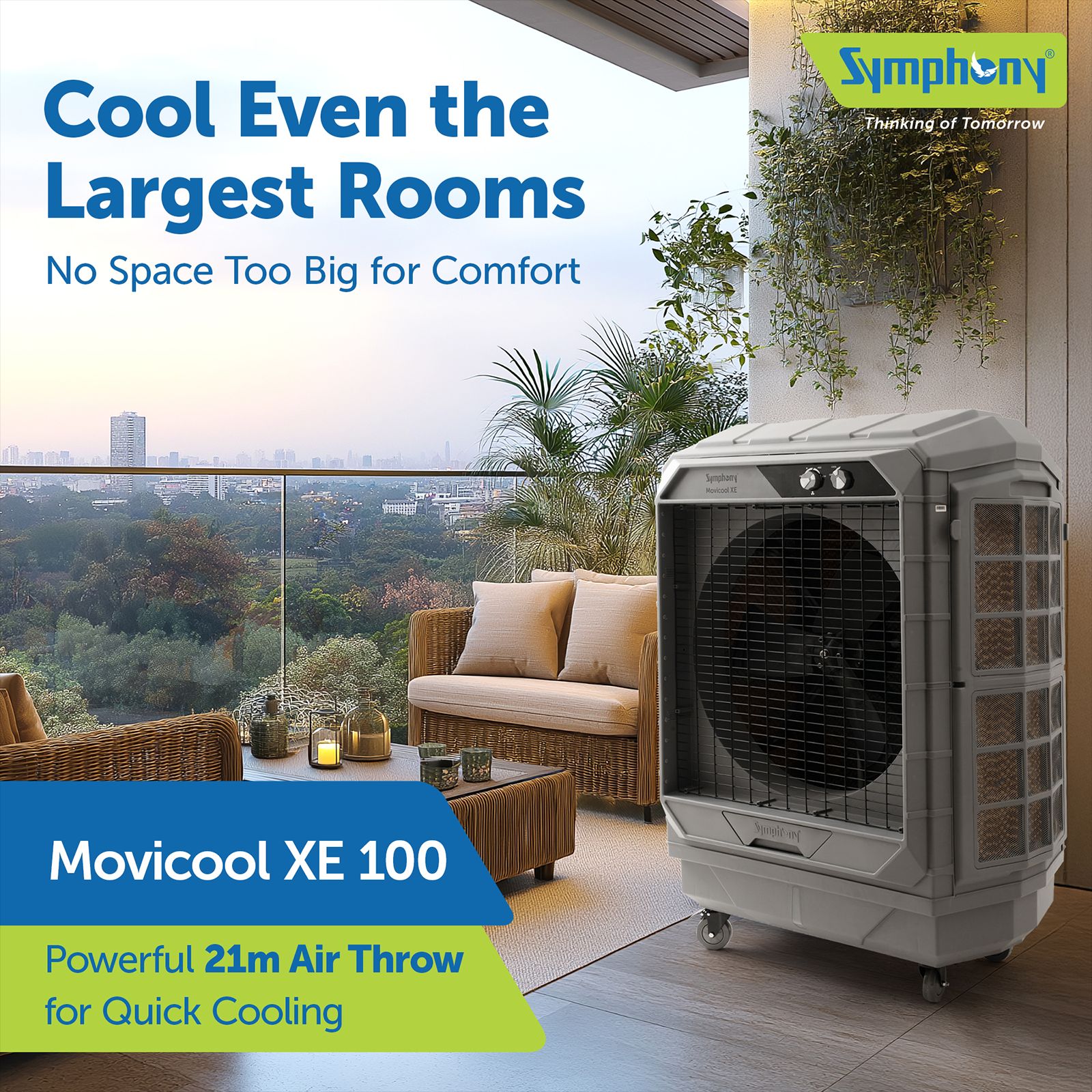 Symphony Movicool XE 100 Litres Desert Air Cooler with CFD Technology (Inverter Compatible, Grey) Symphony Movicool XE 100 Litres Desert Air Cooler with CFD Technology (Inverter Compatible, Grey)_8