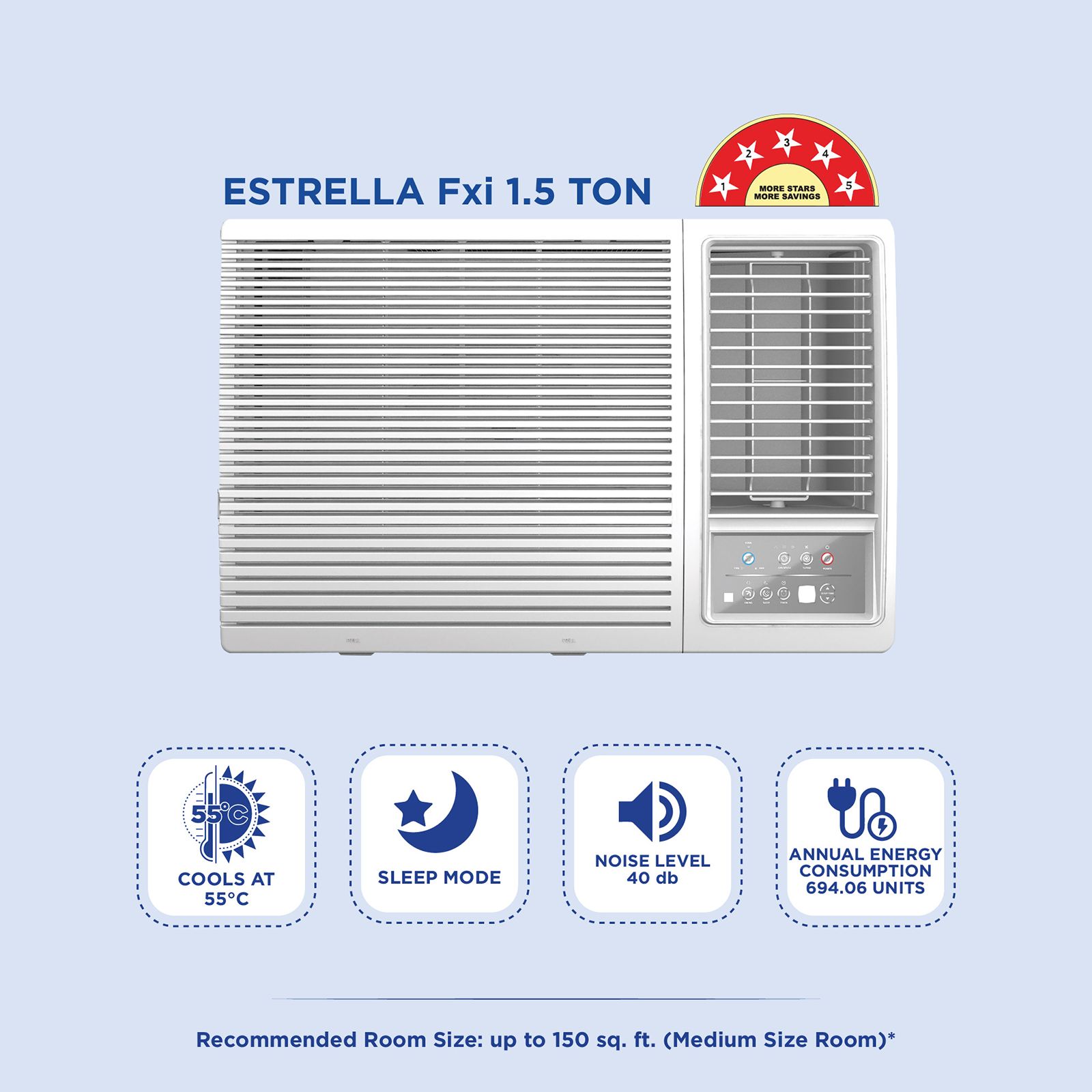 Carrier ESTRELLA FXi 1.5 Ton 5 Star Inverter Window AC (Copper Condenser, Dust Filter, CIW19EC5R35F0) Carrier ESTRELLA FXi 1.5 Ton 5 Star Inverter Window AC (Copper Condenser, Dust Filter, CIW19EC5R35F0)_5