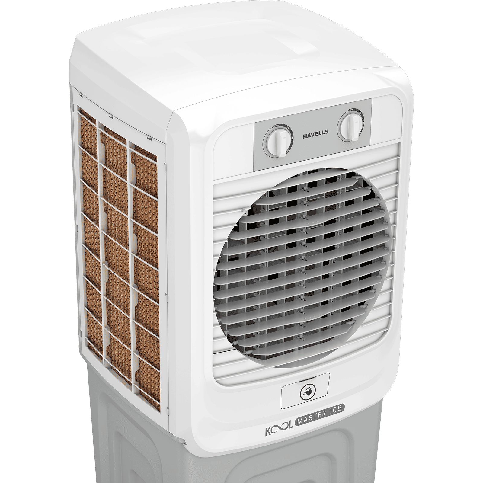 Havells KoolMaster 105 Litres Desert Air Cooler with Bacteria Shield Honeycomb Cooling Pad Technology (Dual Flow Technology, White&Grey)_4