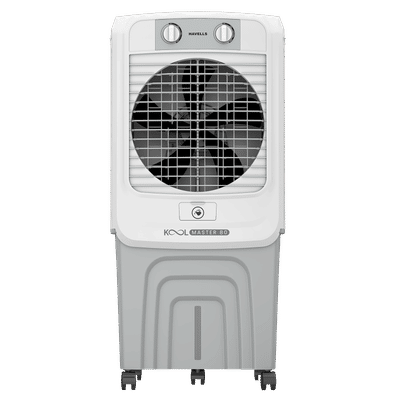Havells KoolMaster 80 Litres Desert Air Cooler with Bacteria Shield Honeycomb Cooling Pad Technology (Dual Flow Technology, White & Grey)