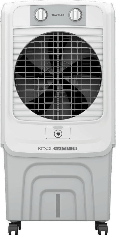 Havells KoolMaster 65 Litres Desert Air Cooler with Bacteria Shield Honeycomb Cooling Pad Technology (Dual Flow Technology, White & Grey)