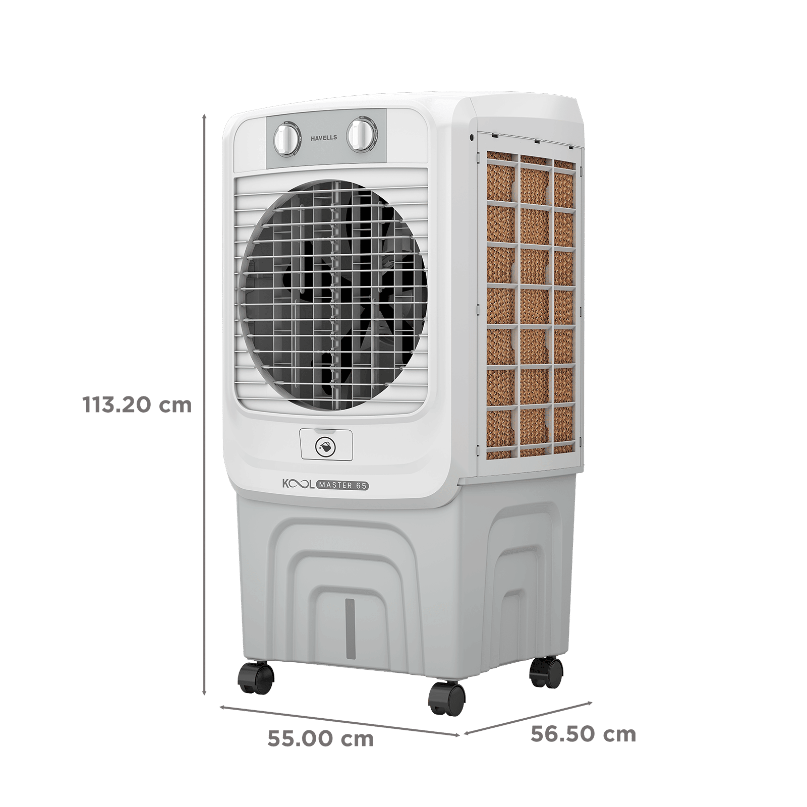 Havells KoolMaster 65 Litres Desert Air Cooler with Bacteria Shield Honeycomb Cooling Pad Technology (Dual Flow Technology, White & Grey)_2