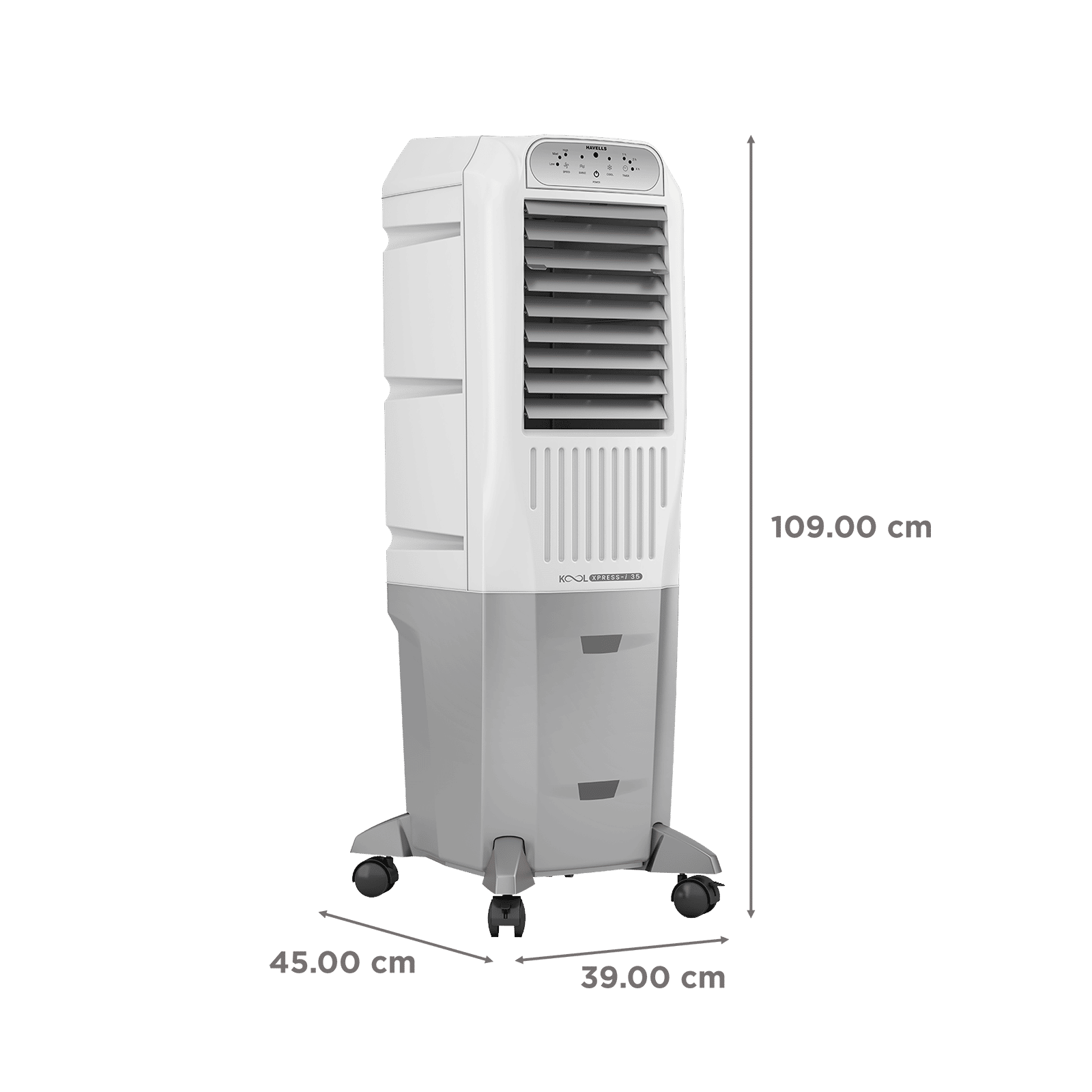Havells Koolxpress i 35 Litres Tower Air Cooler with Low Water Alarm (Dual Flow Technology, White & Grey)_2
