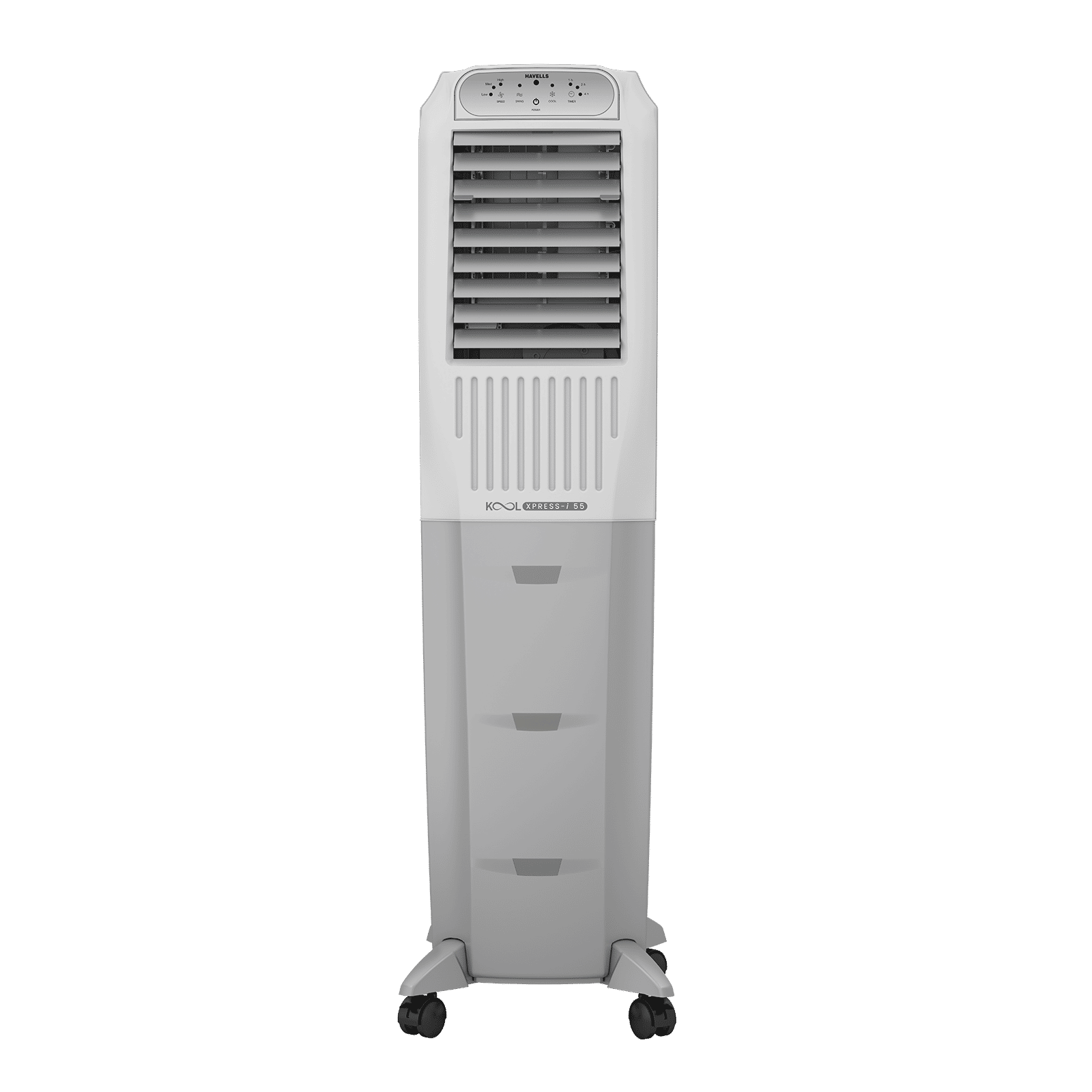 Havells Koolxpress i 55 Litres Tower Air Cooler with Low Water Alarm (Dual Flow Technology, White & Grey)_1