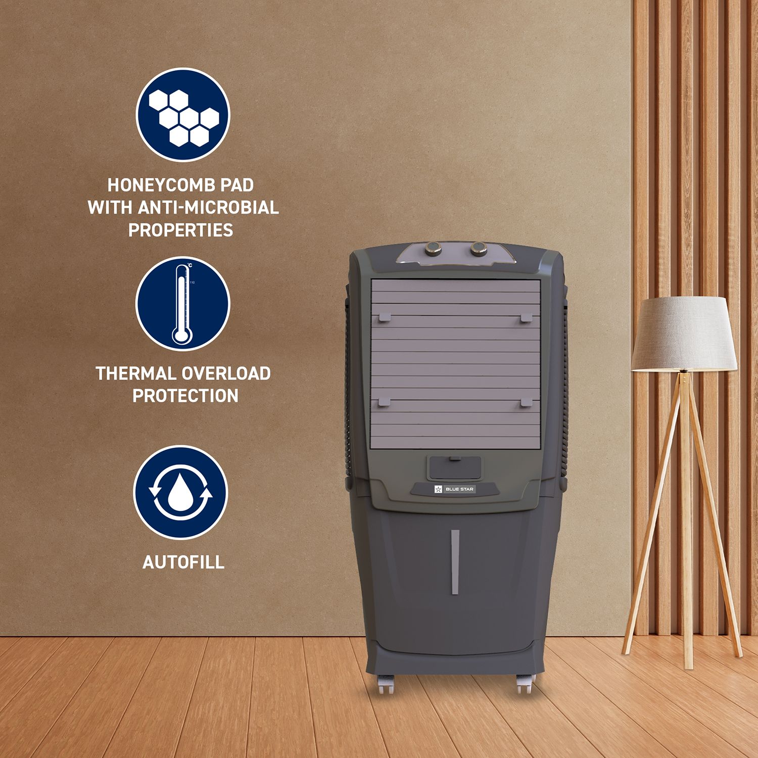 Blue Star Aura Neo 55 Litres Desert Air Cooler with Anti-Microbial Properties (Thermal Overload Protection, Grey)_7